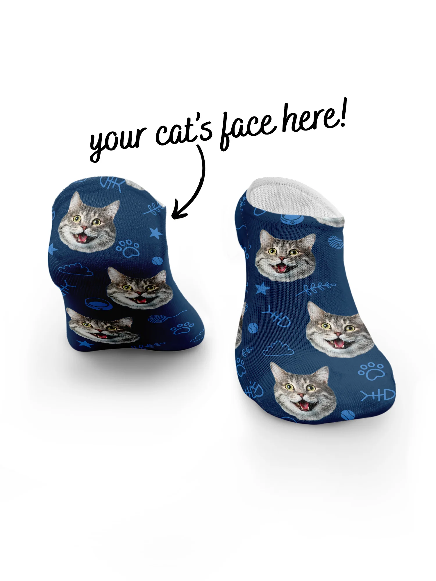 Custom Cat Face No-Show Socks - Image 25