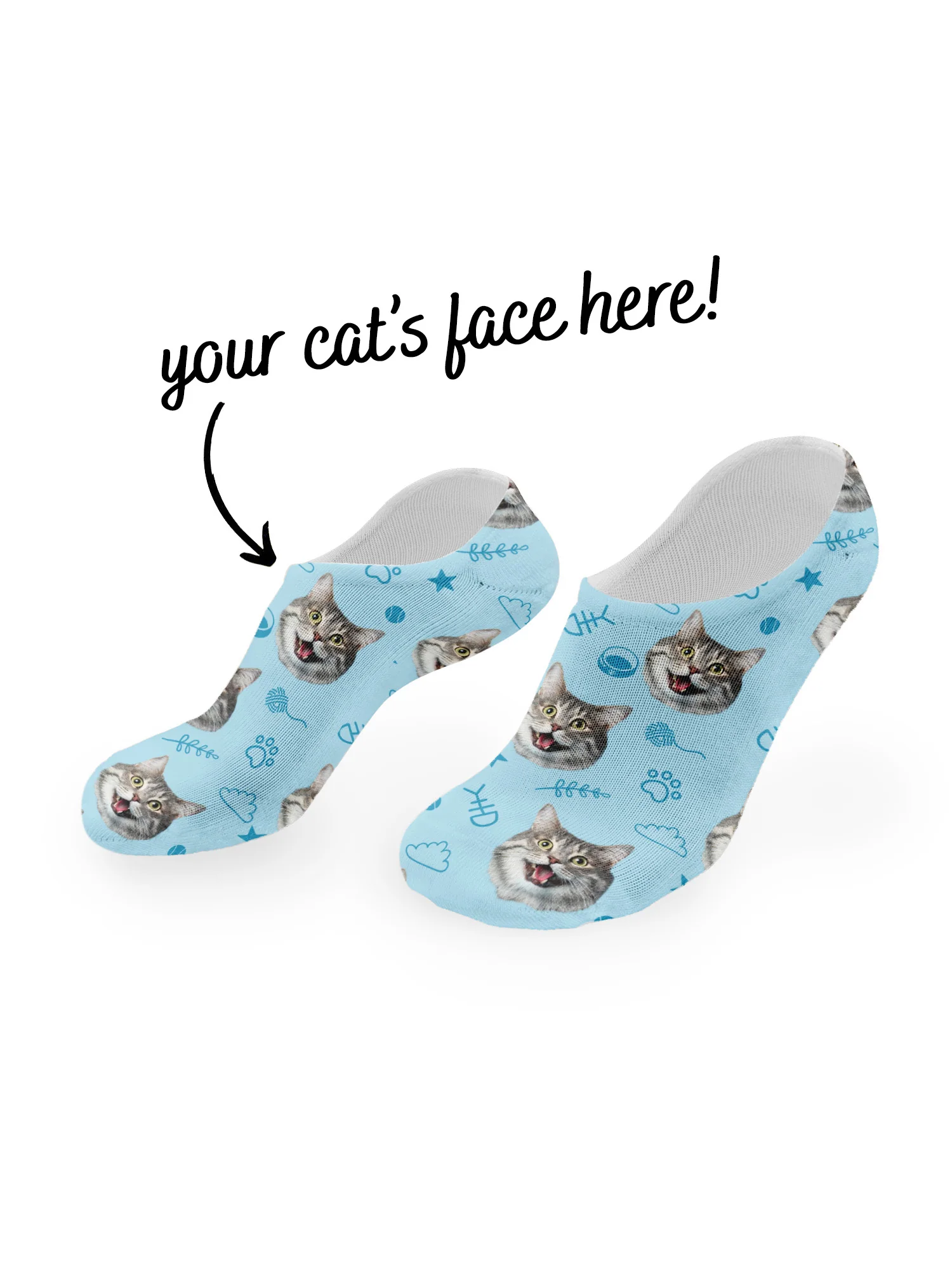 Custom Cat Face No-Show Socks - Image 3