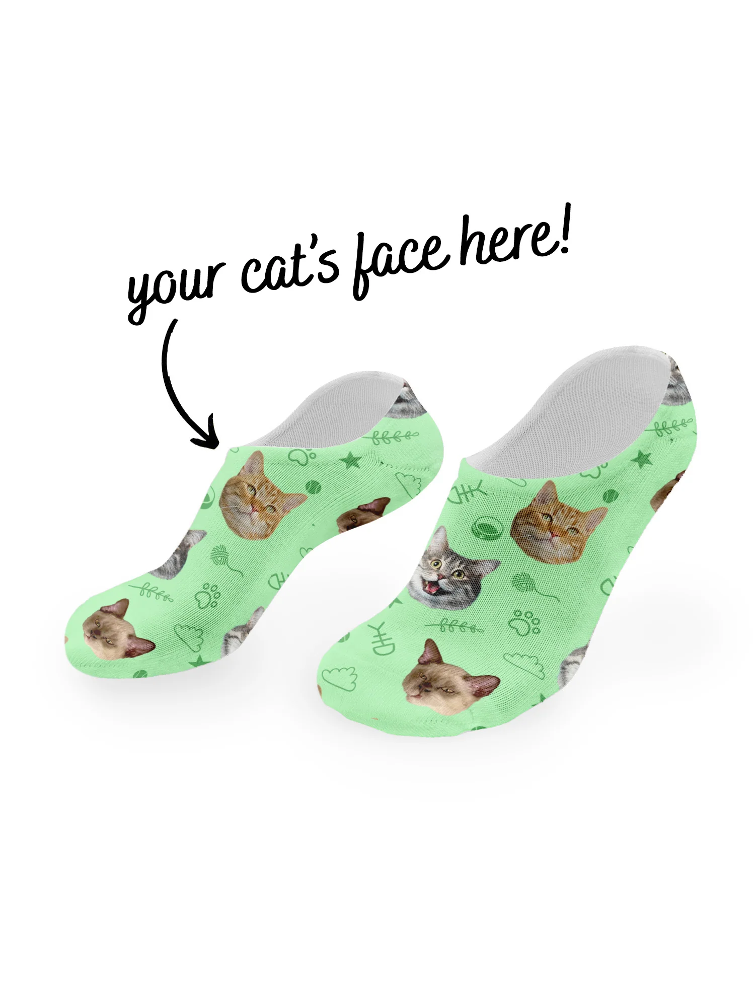 Custom Cat Face No-Show Socks - Image 8