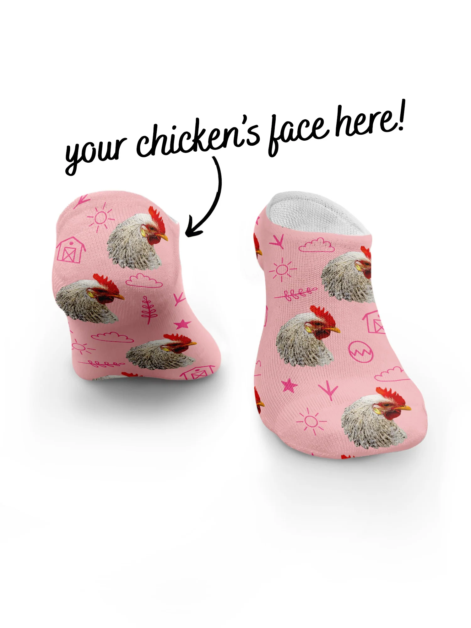 Custom Chicken Face No-Show Socks - Image 13