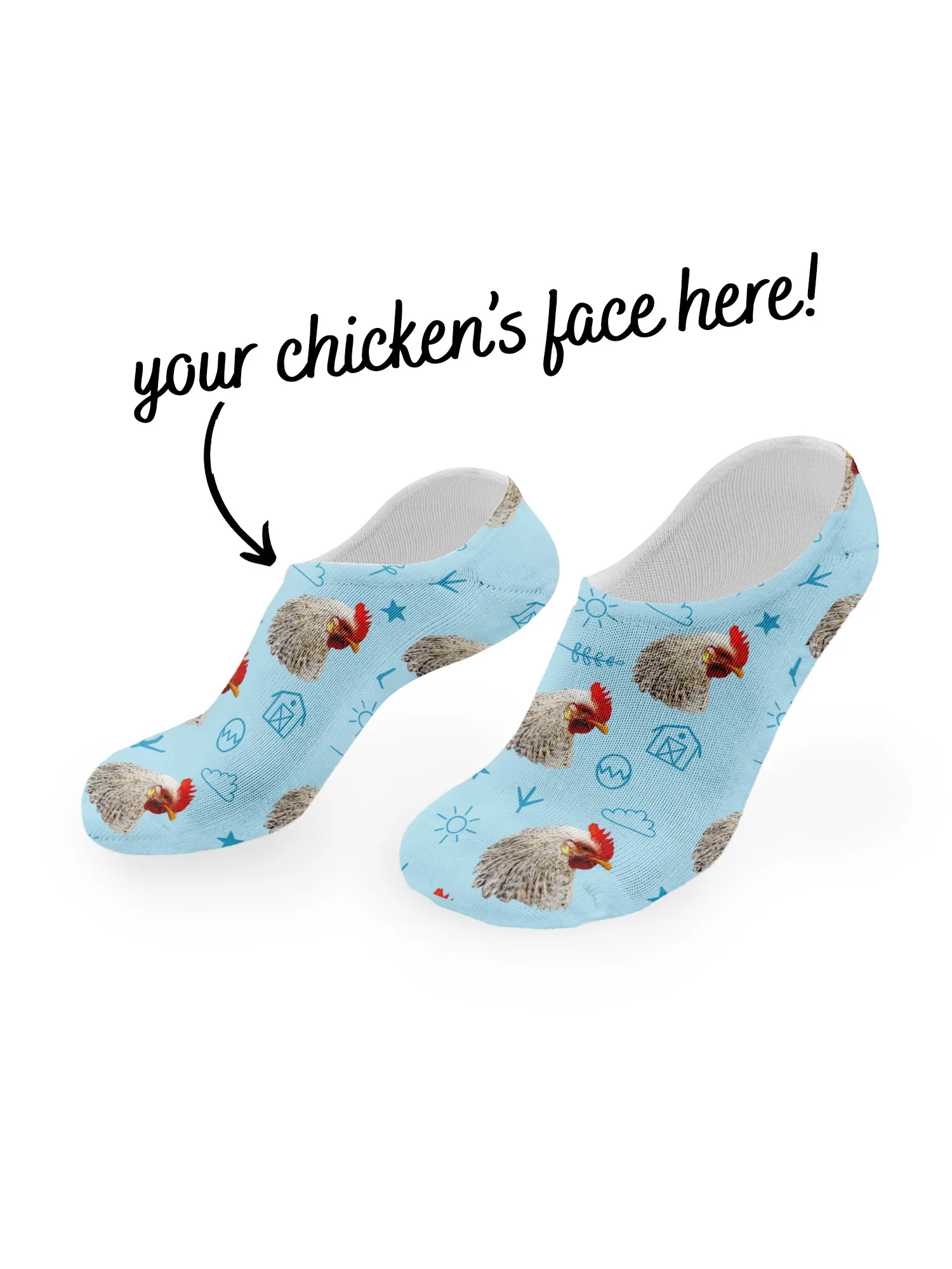 Custom Chicken Face No-Show Socks - Image 2