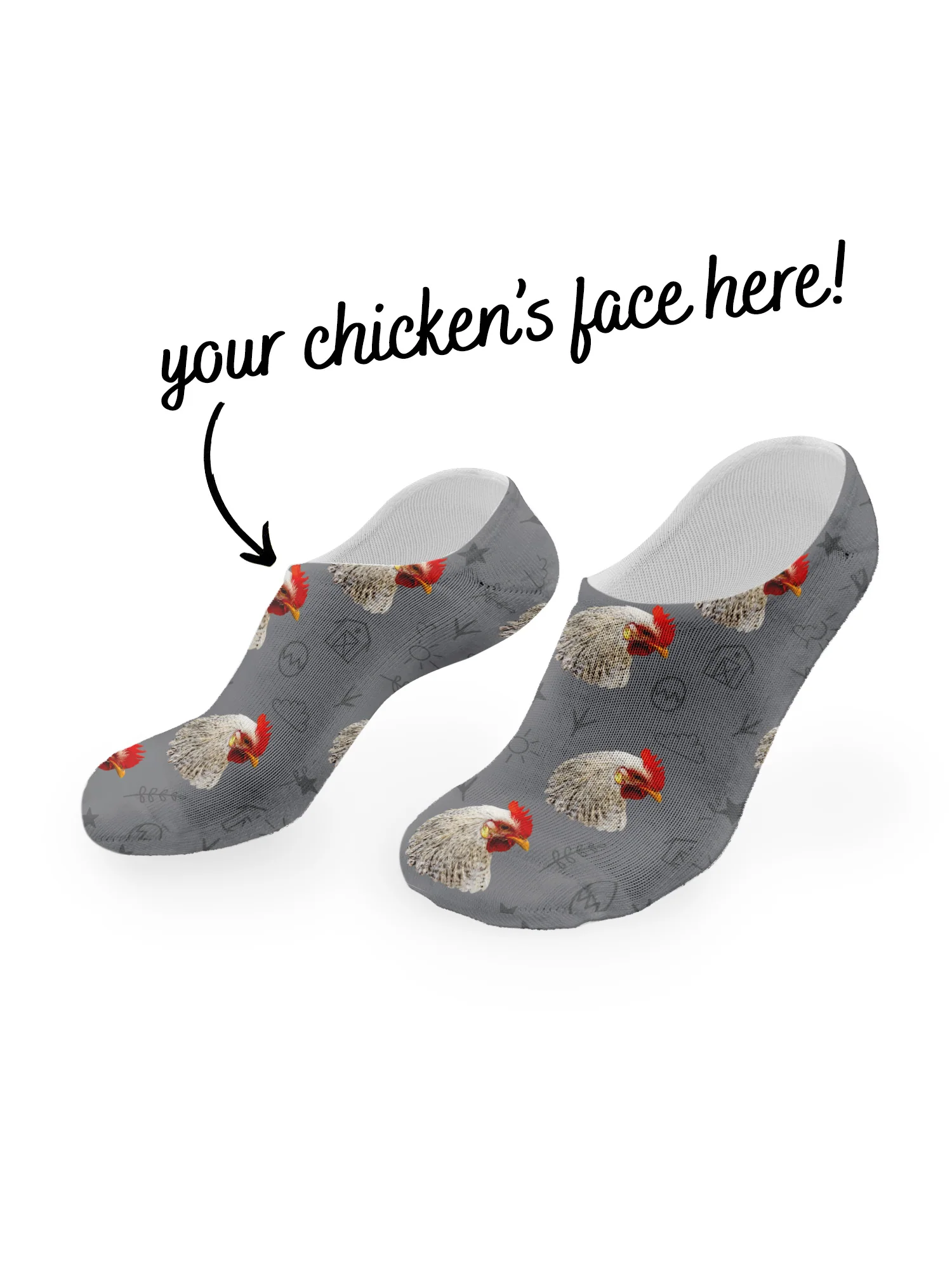 Custom Chicken Face No-Show Socks - Image 21