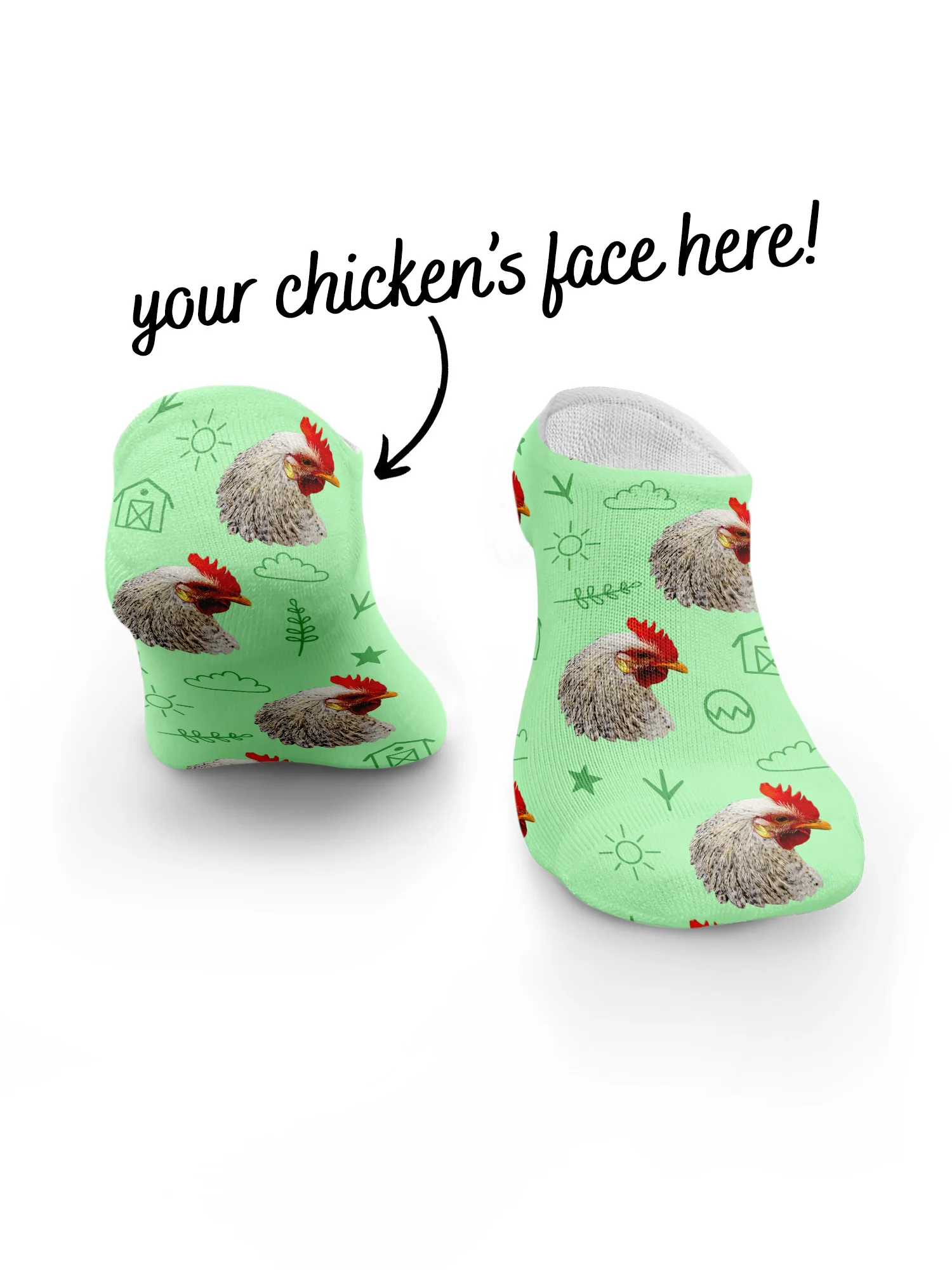 Custom Chicken Face No-Show Socks - Image 4
