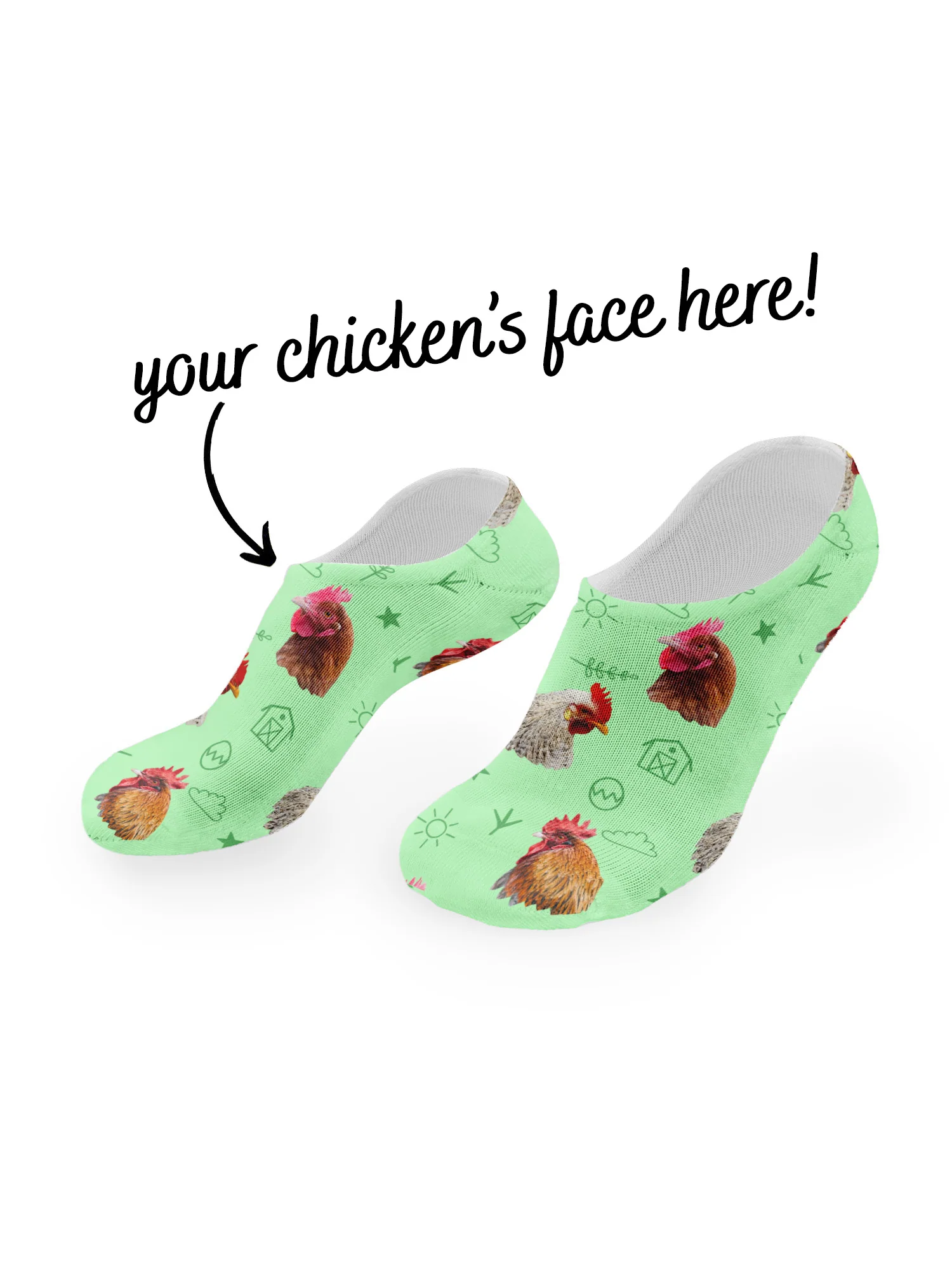 Custom Chicken Face No-Show Socks - Image 9