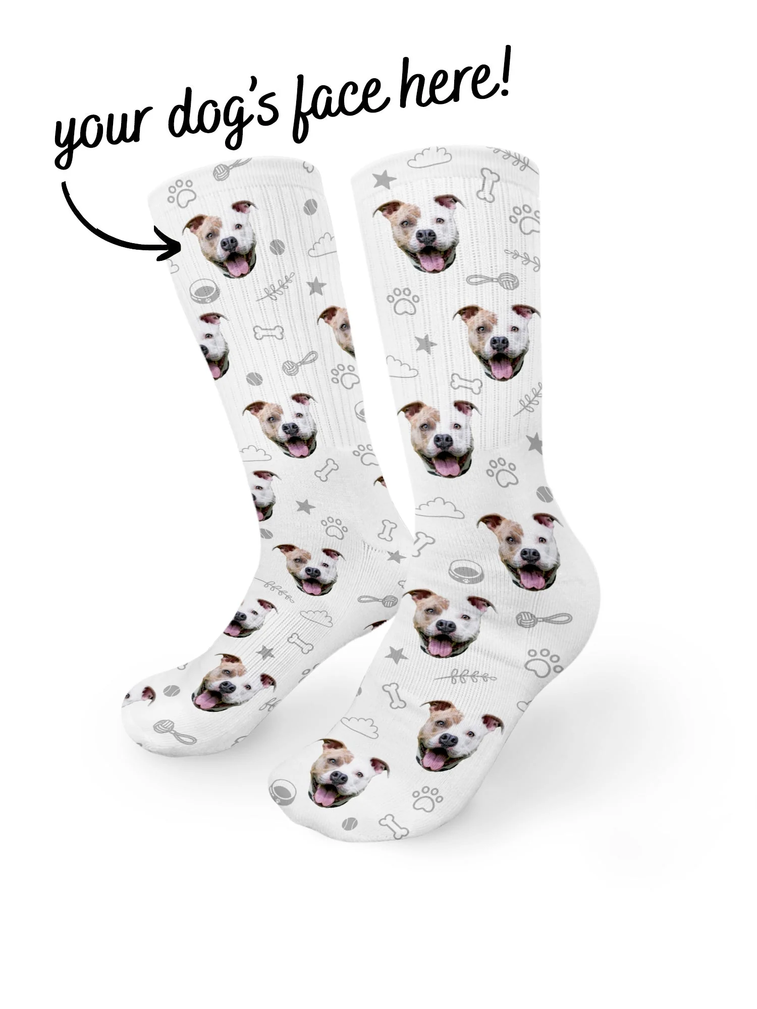 Custom Dog Face Crew Socks - Image 14
