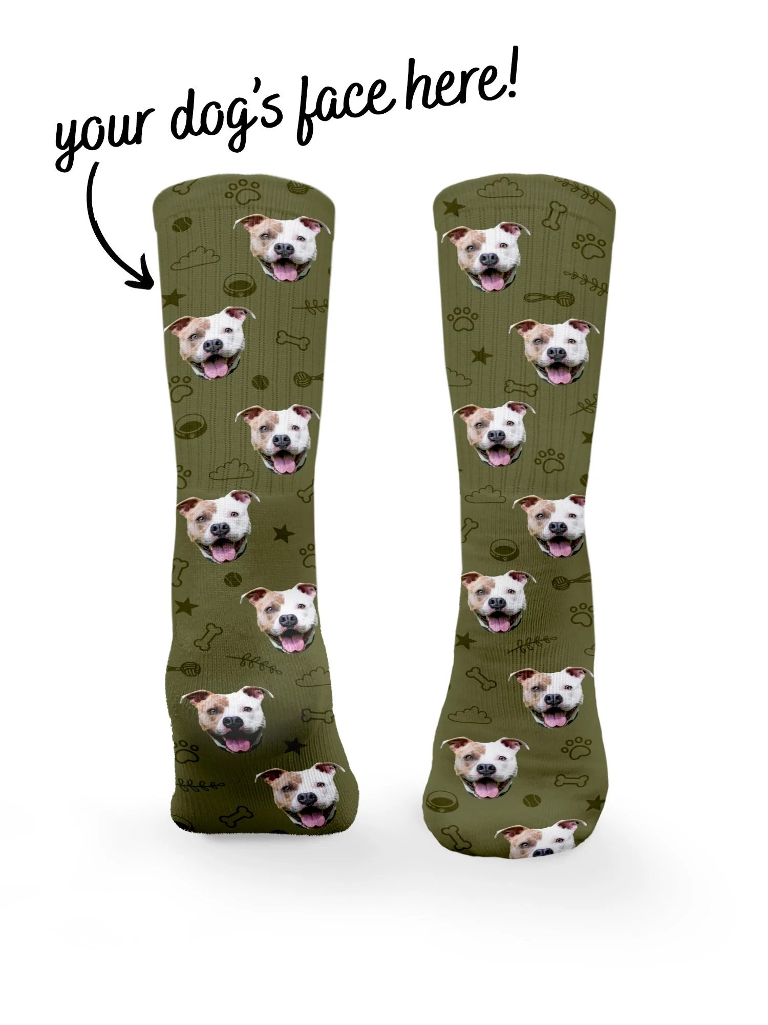 Custom Dog Face Crew Socks - Image 24