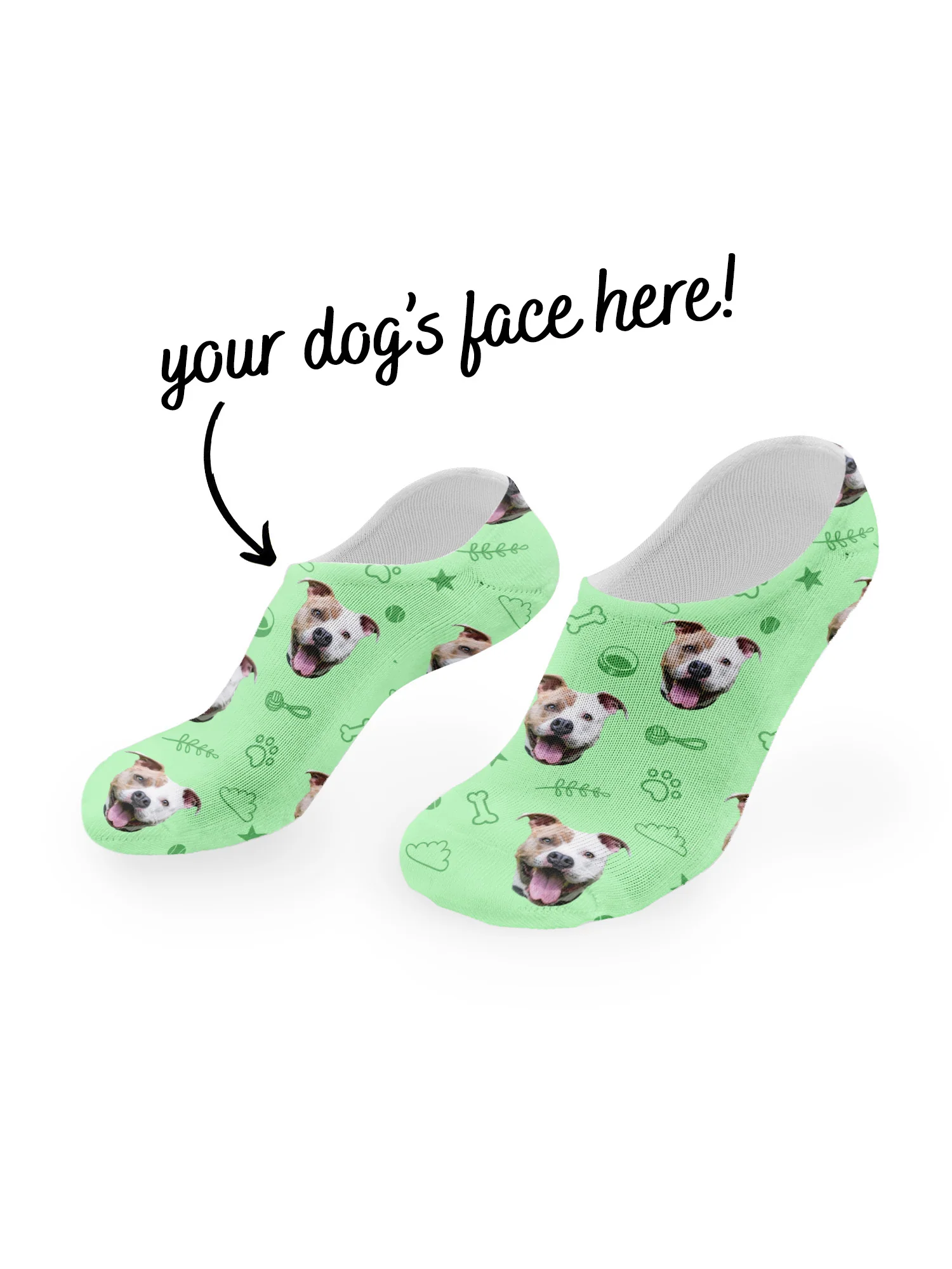 Custom Dog Face No-Show Socks - Image 3