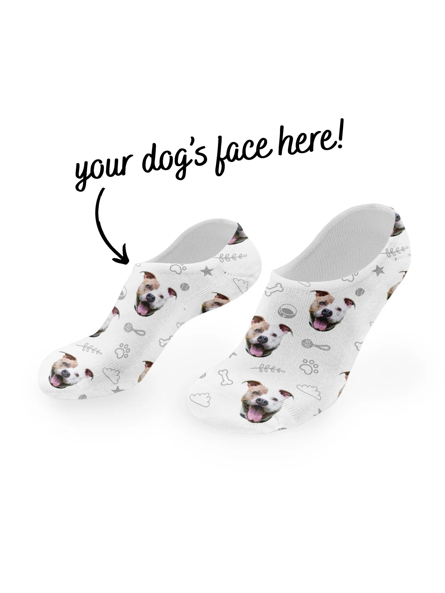 Custom Dog Face No-Show Socks - Image 5