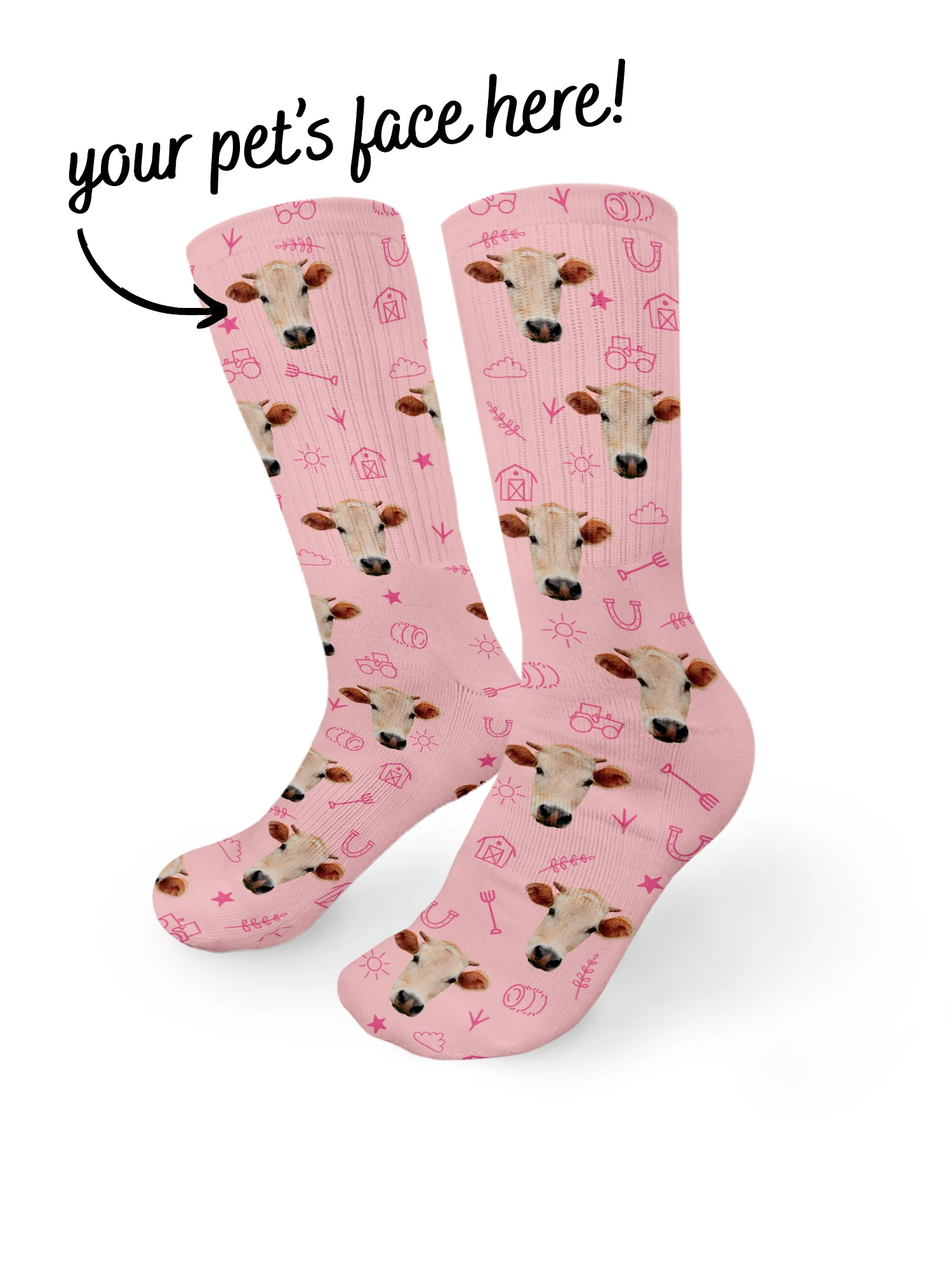 Custom Farm Animal Face Crew Socks - Image 17
