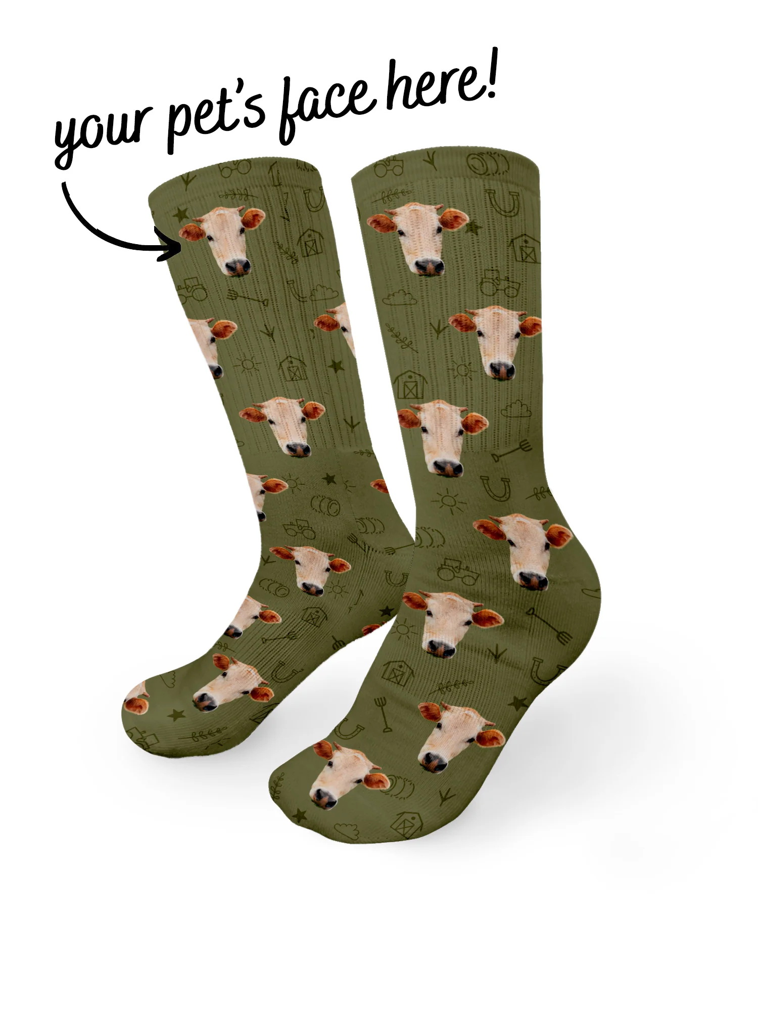 Custom Farm Animal Face Crew Socks - Image 25