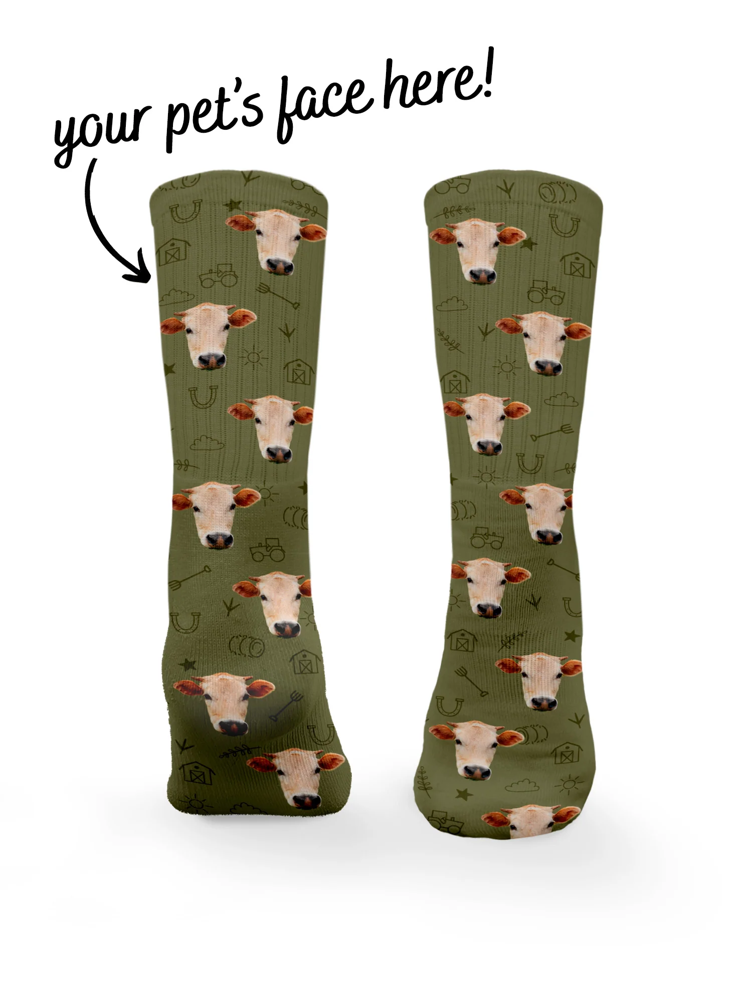 Custom Farm Animal Face Crew Socks - Image 26