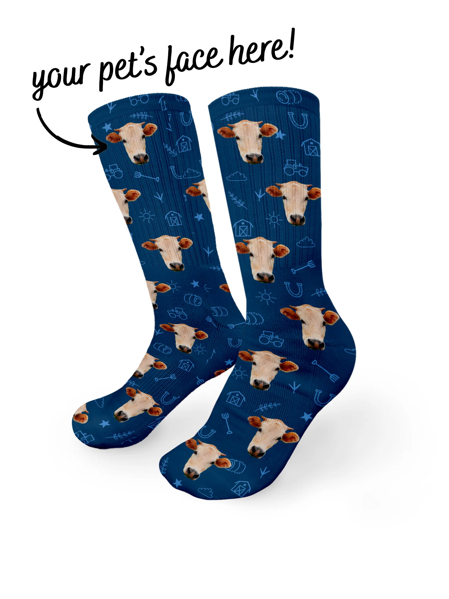 Custom Farm Animal Face Crew Socks - Image 27