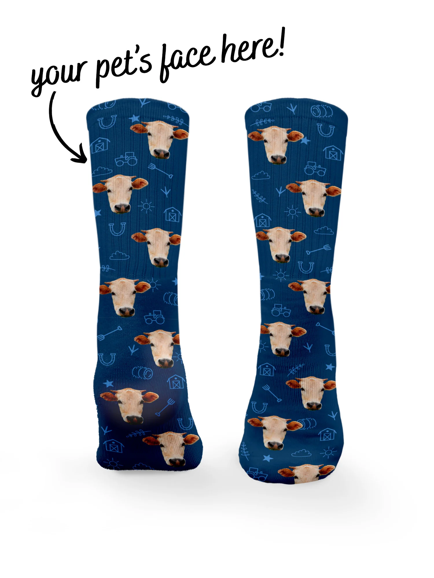 Custom Farm Animal Face Crew Socks - Image 28