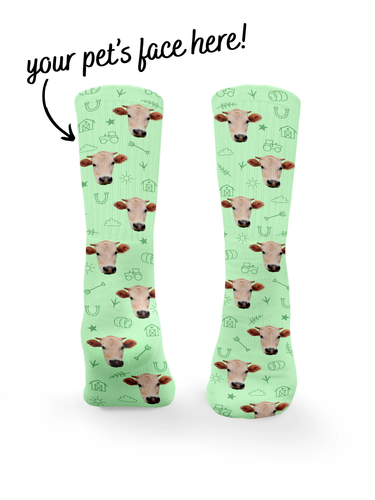 Custom Farm Animal Face Crew Socks - Image 4