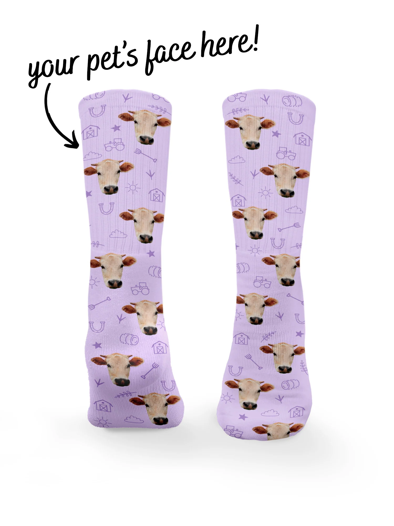 Custom Farm Animal Face Crew Socks - Image 5