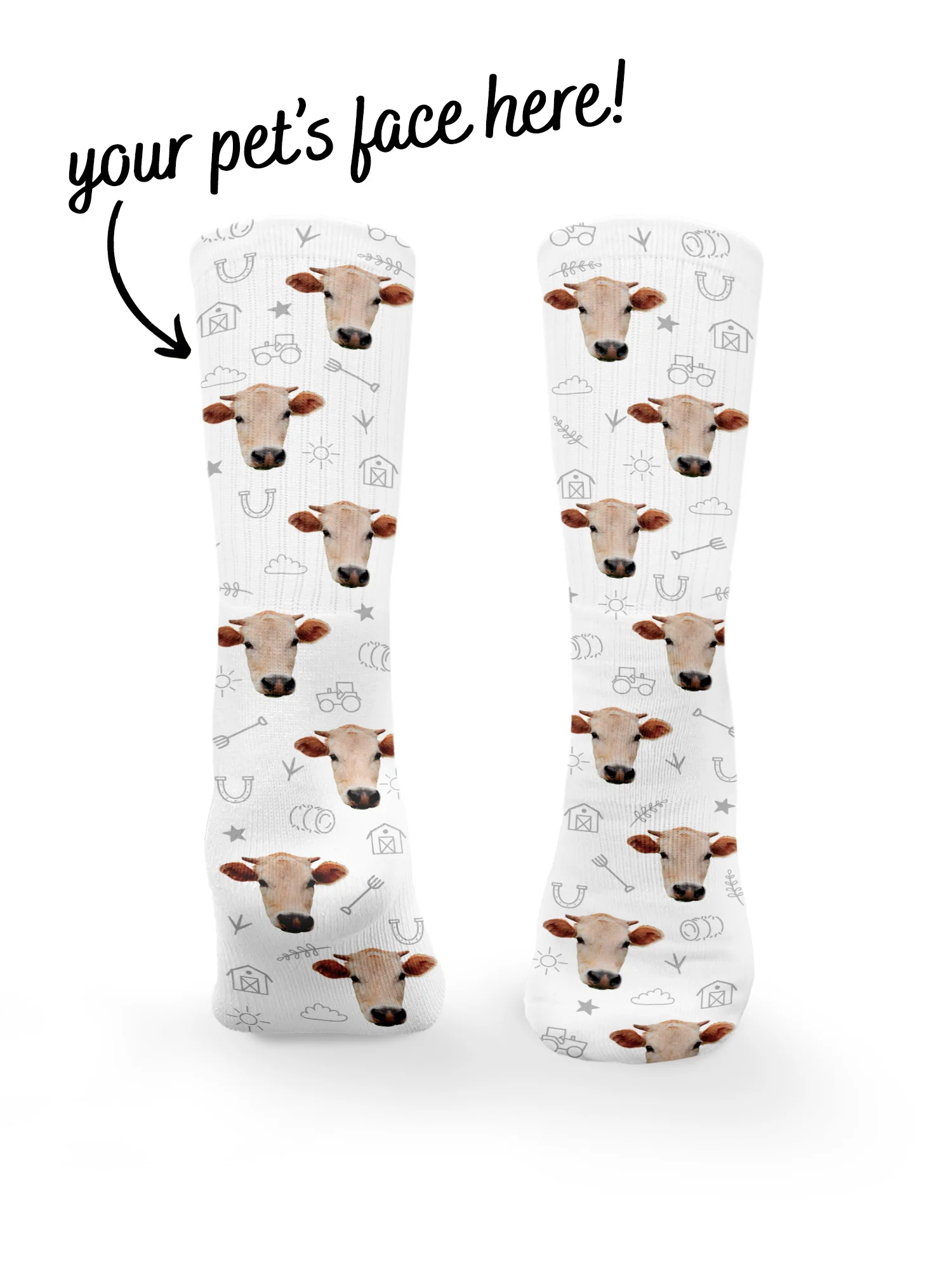 Custom Farm Animal Face Crew Socks - Image 7