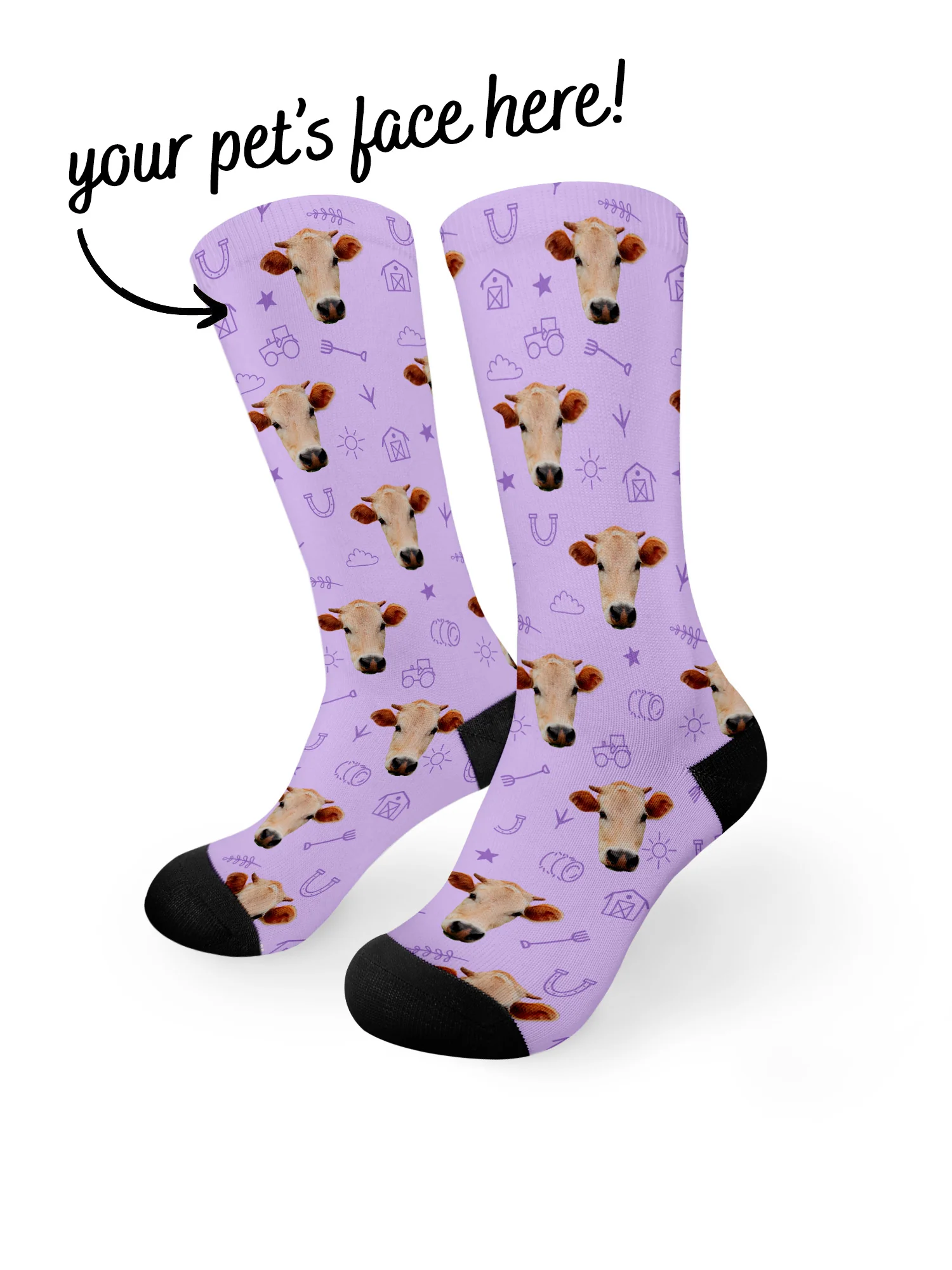 Custom Farm Animal Face Dress Socks - Image 10