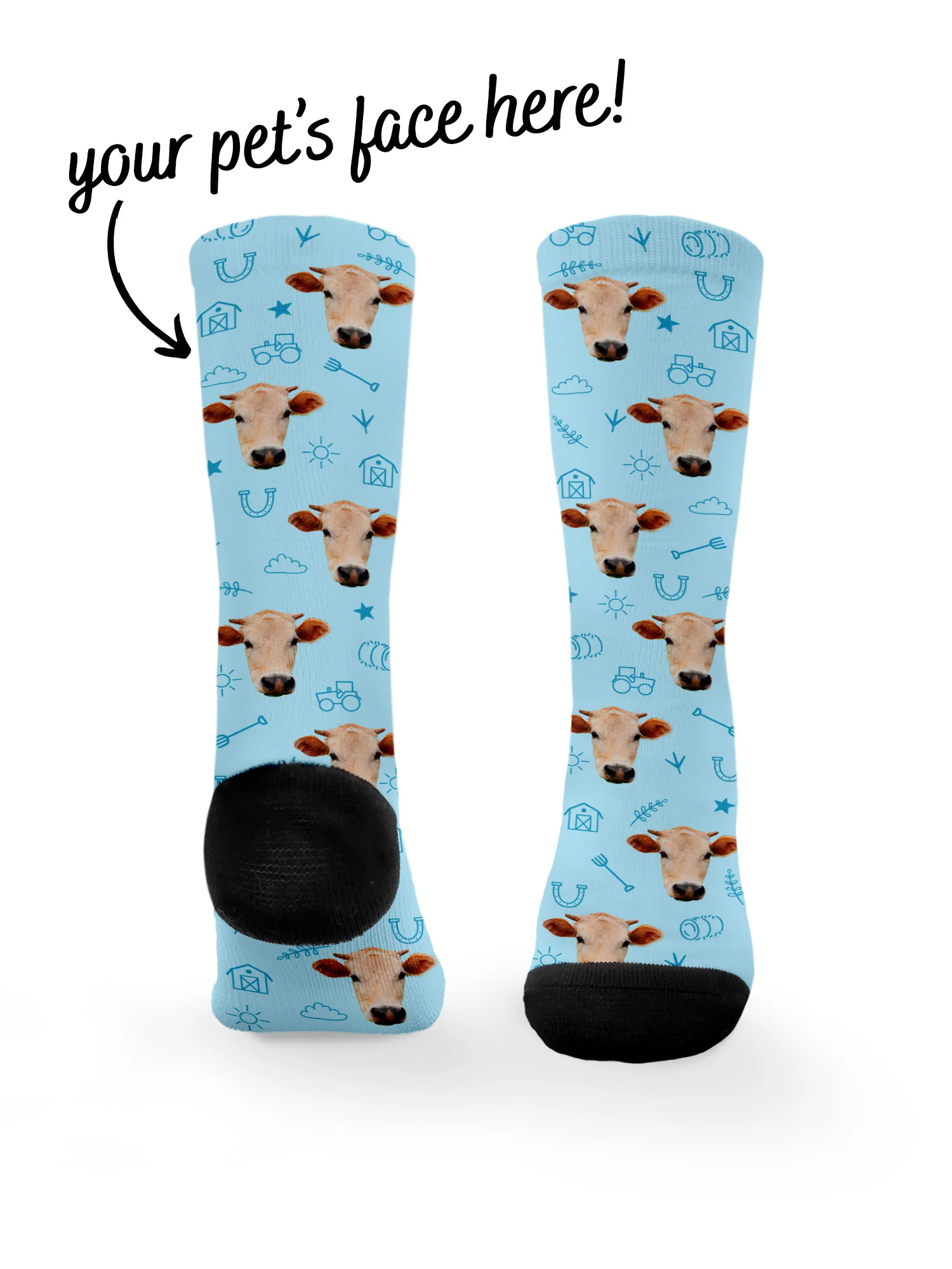 Custom Farm Animal Face Dress Socks - Image 22