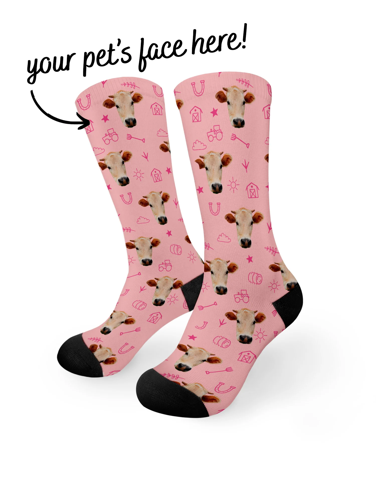 Custom Farm Animal Face Dress Socks - Image 7