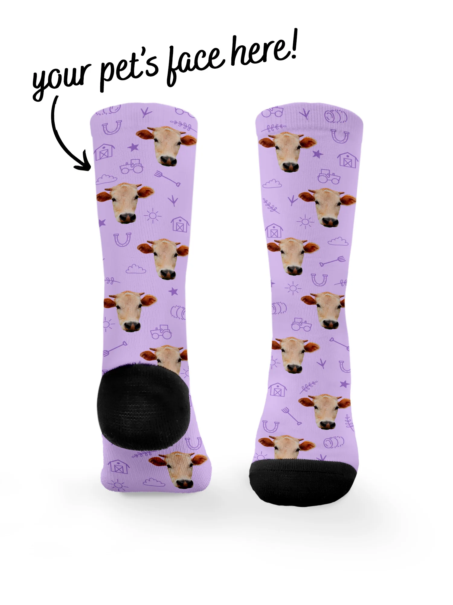 Custom Farm Animal Face Dress Socks - Image 8