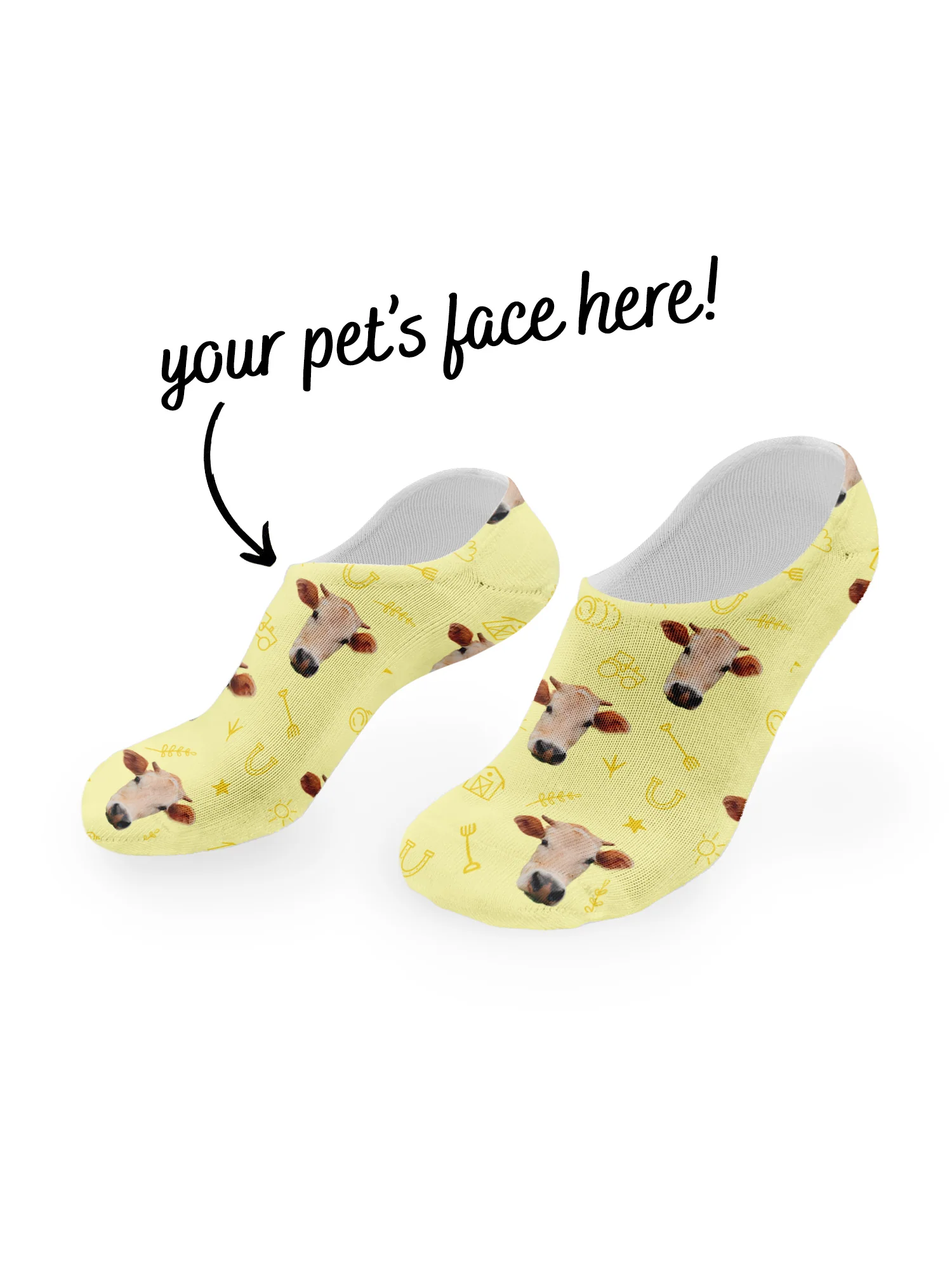 Custom Farm Animal Face No-Show Socks - Image 17