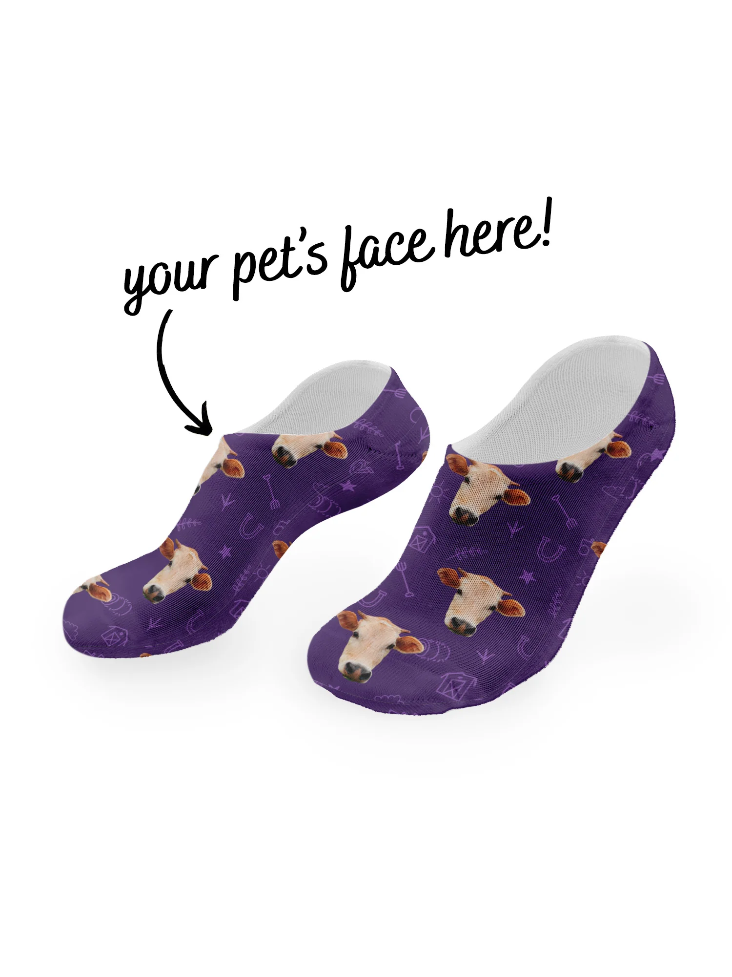 Custom Farm Animal Face No-Show Socks - Image 20