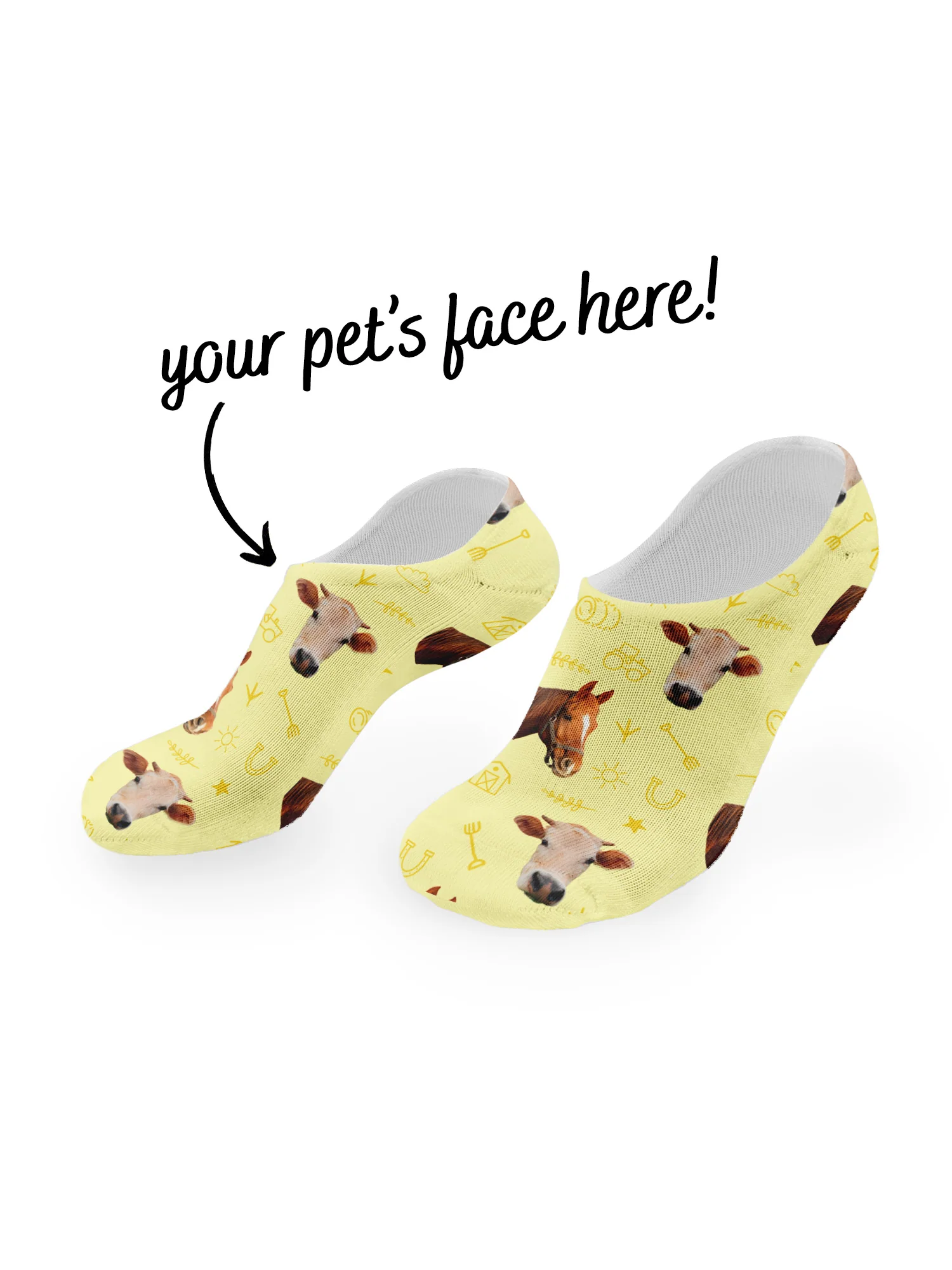Custom Farm Animal Face No-Show Socks - Image 9