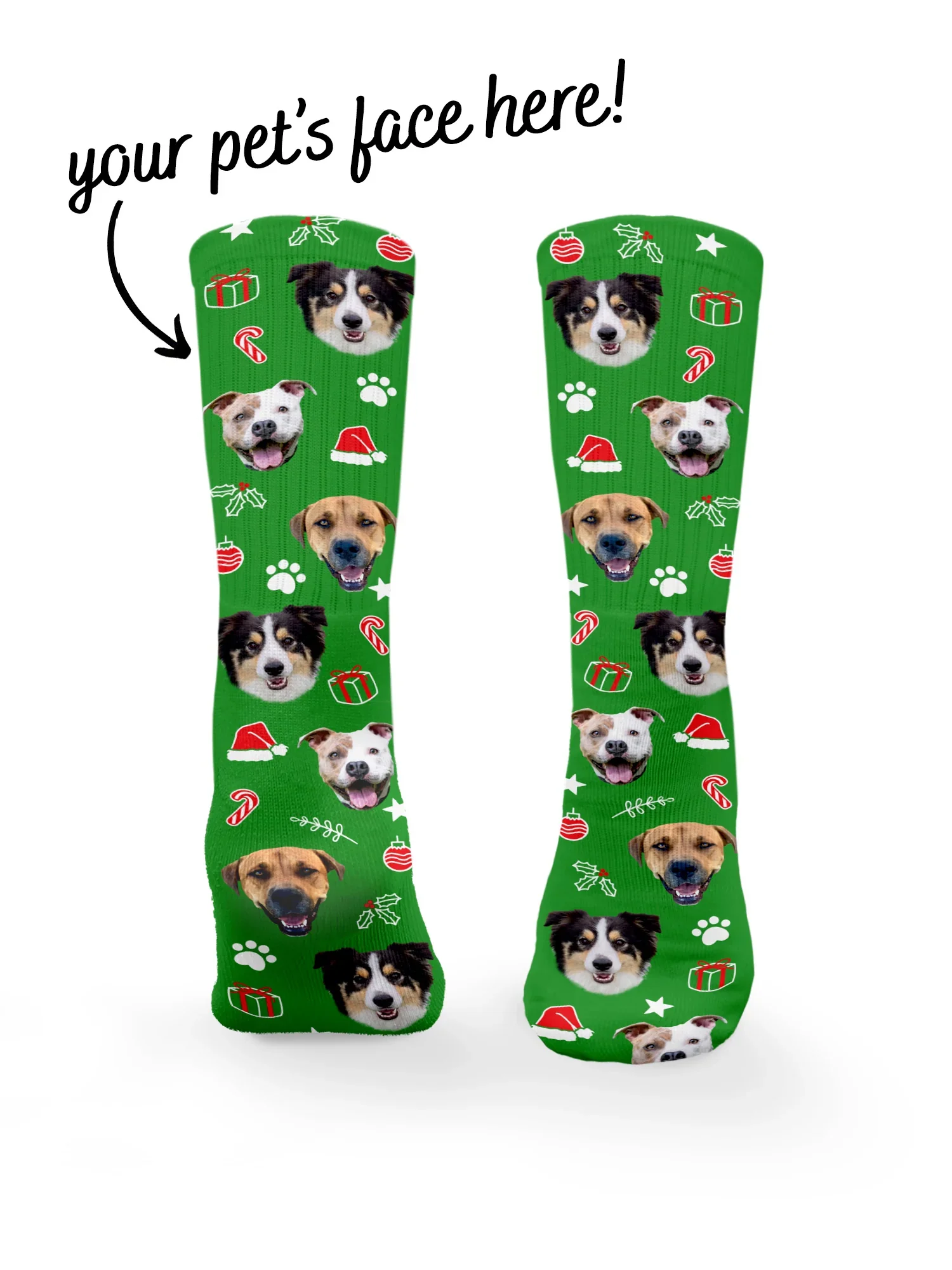 Custom Festive Theme Pet Face Socks