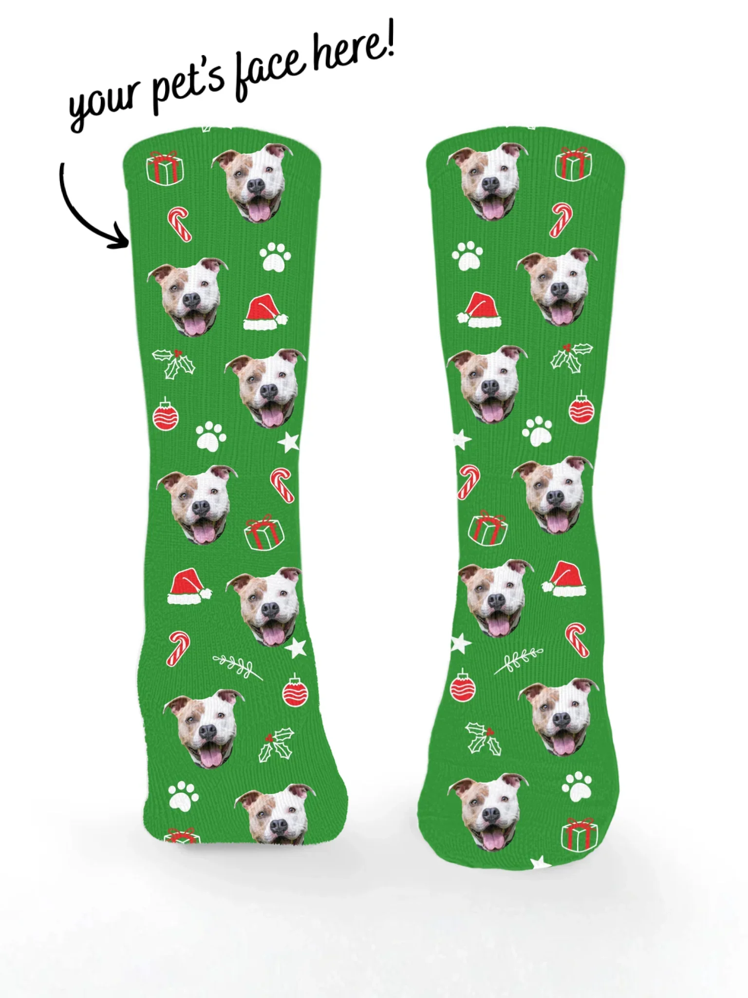 Custom Festive Theme Pet Face Socks - Image 2