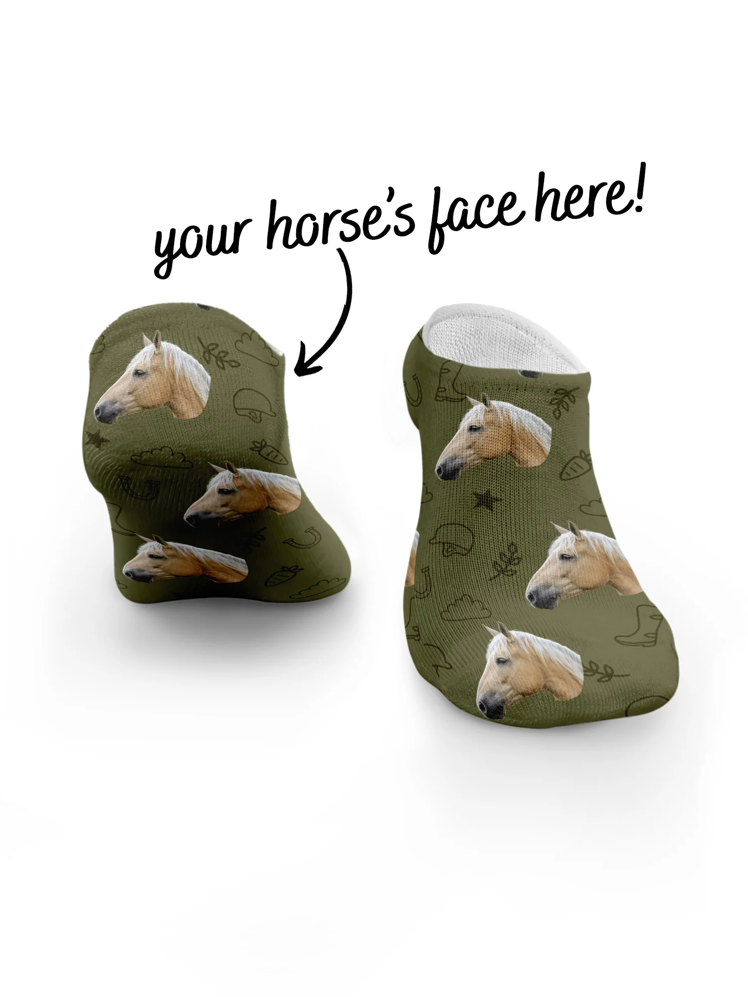 Custom Horse Face No-Show Socks - Image 23