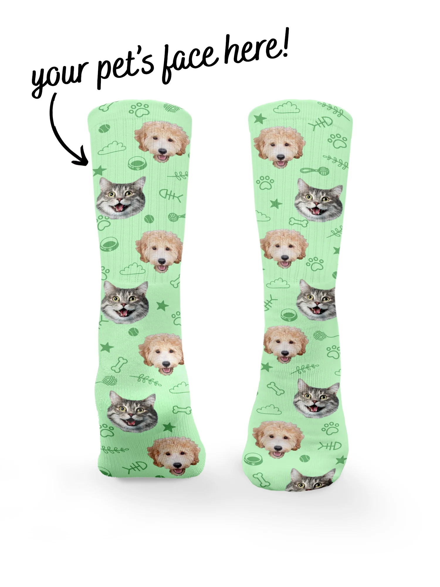 Custom Mixed Dog & Cat Face Crew Socks - Image 5