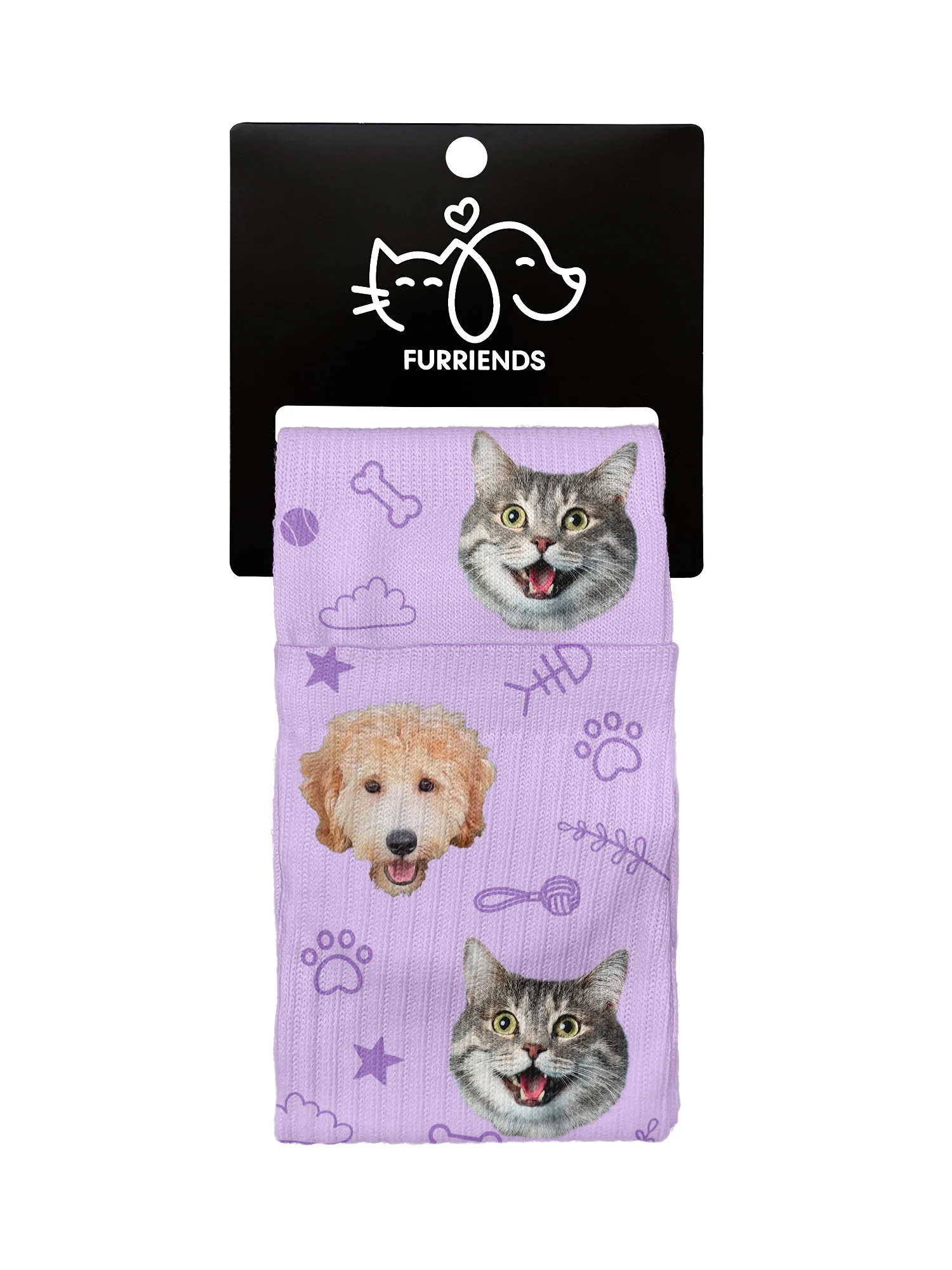 Custom Mixed Dog & Cat Face Crew Socks - Image 9