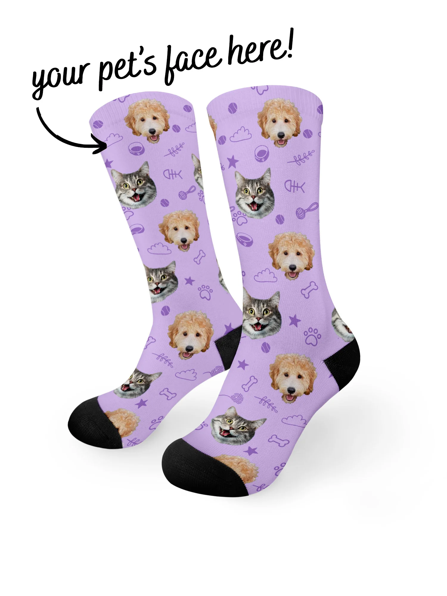 Custom Mixed Dog & Cat Face Dress Socks - Image 10
