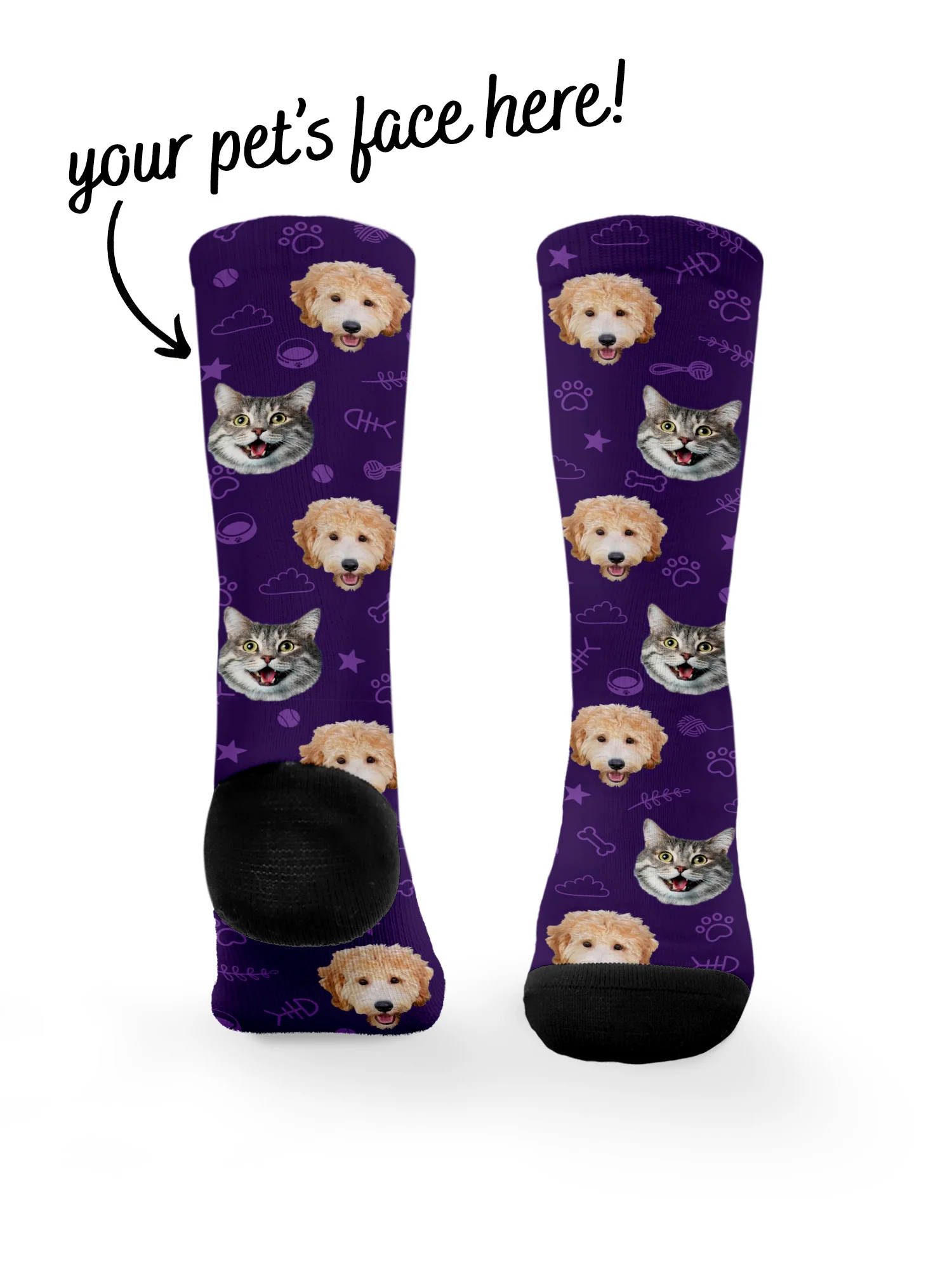 Custom Mixed Dog & Cat Face Dress Socks - Image 16