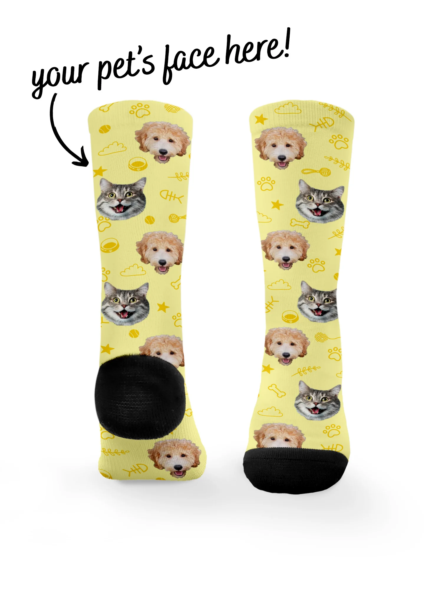 Custom Mixed Dog & Cat Face Dress Socks - Image 2