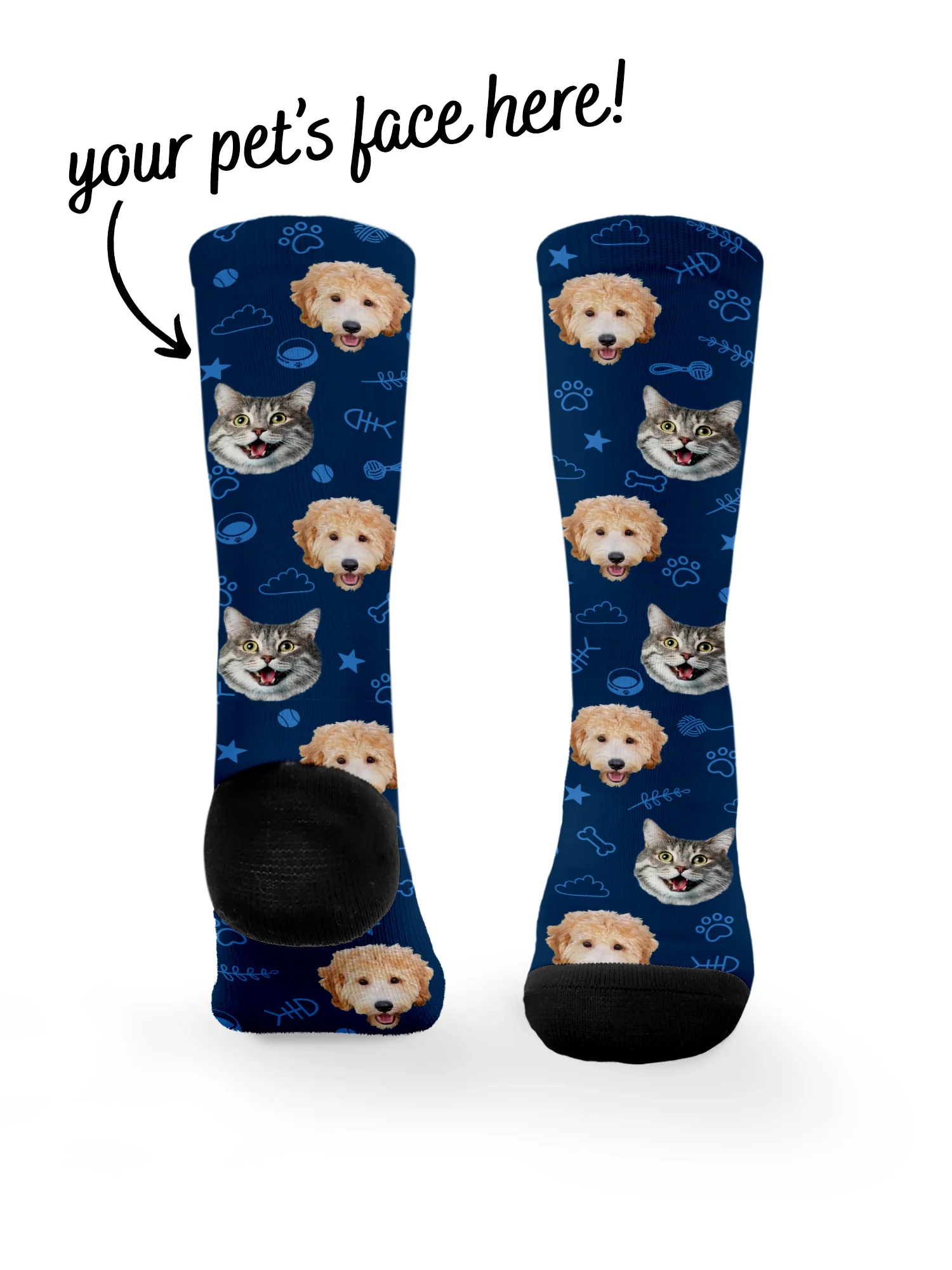 Custom Mixed Dog & Cat Face Dress Socks - Image 28