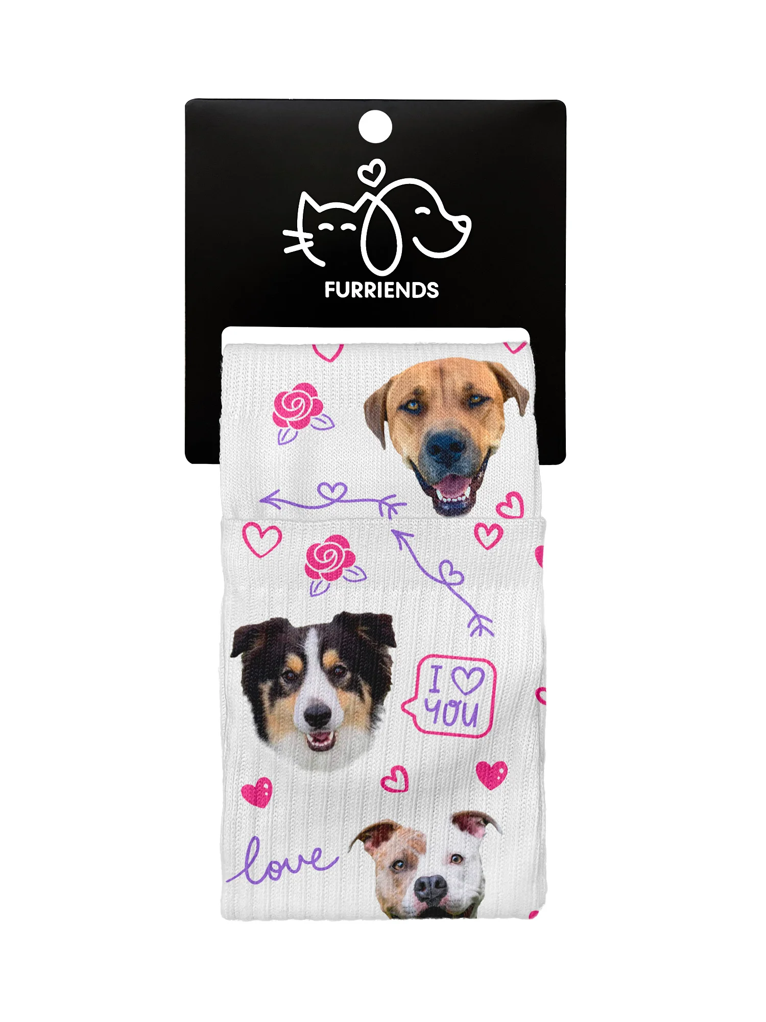 Custom Love Theme Pet Face Crew Socks - Image 10