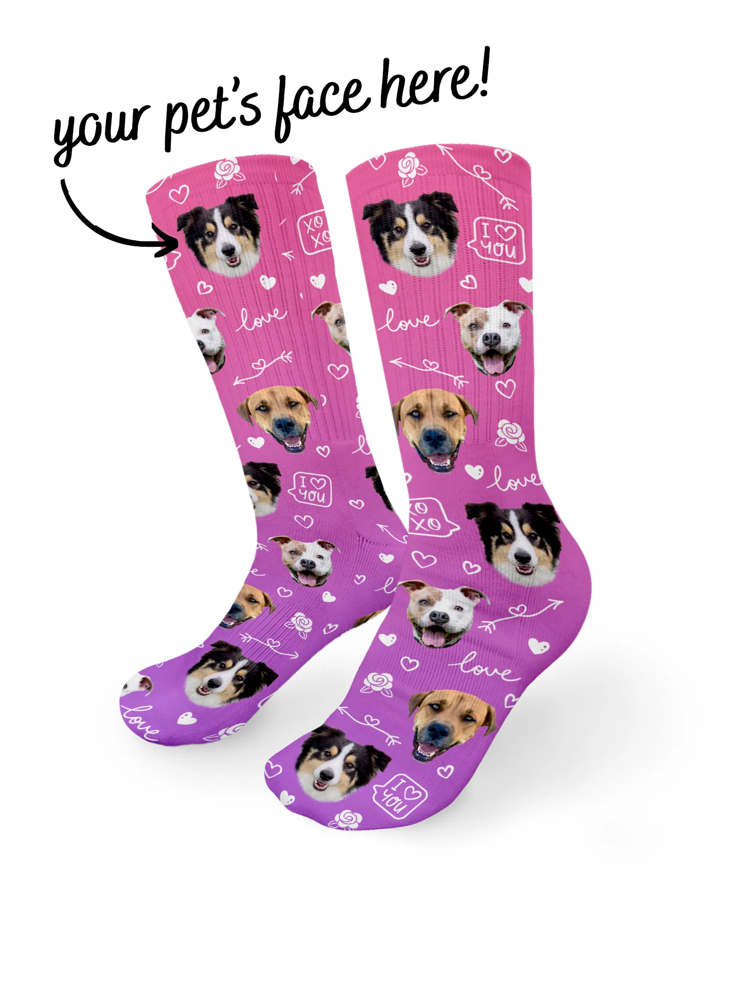 Custom Love Theme Pet Face Crew Socks - Image 11