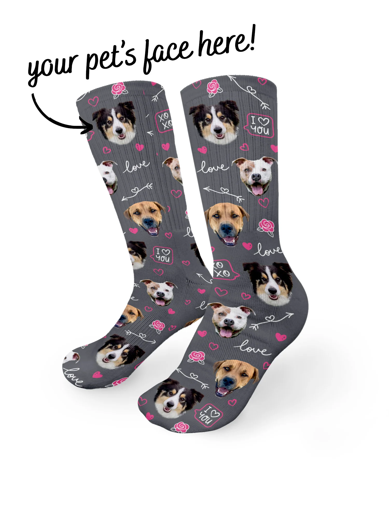 Custom Love Theme Pet Face Crew Socks - Image 12