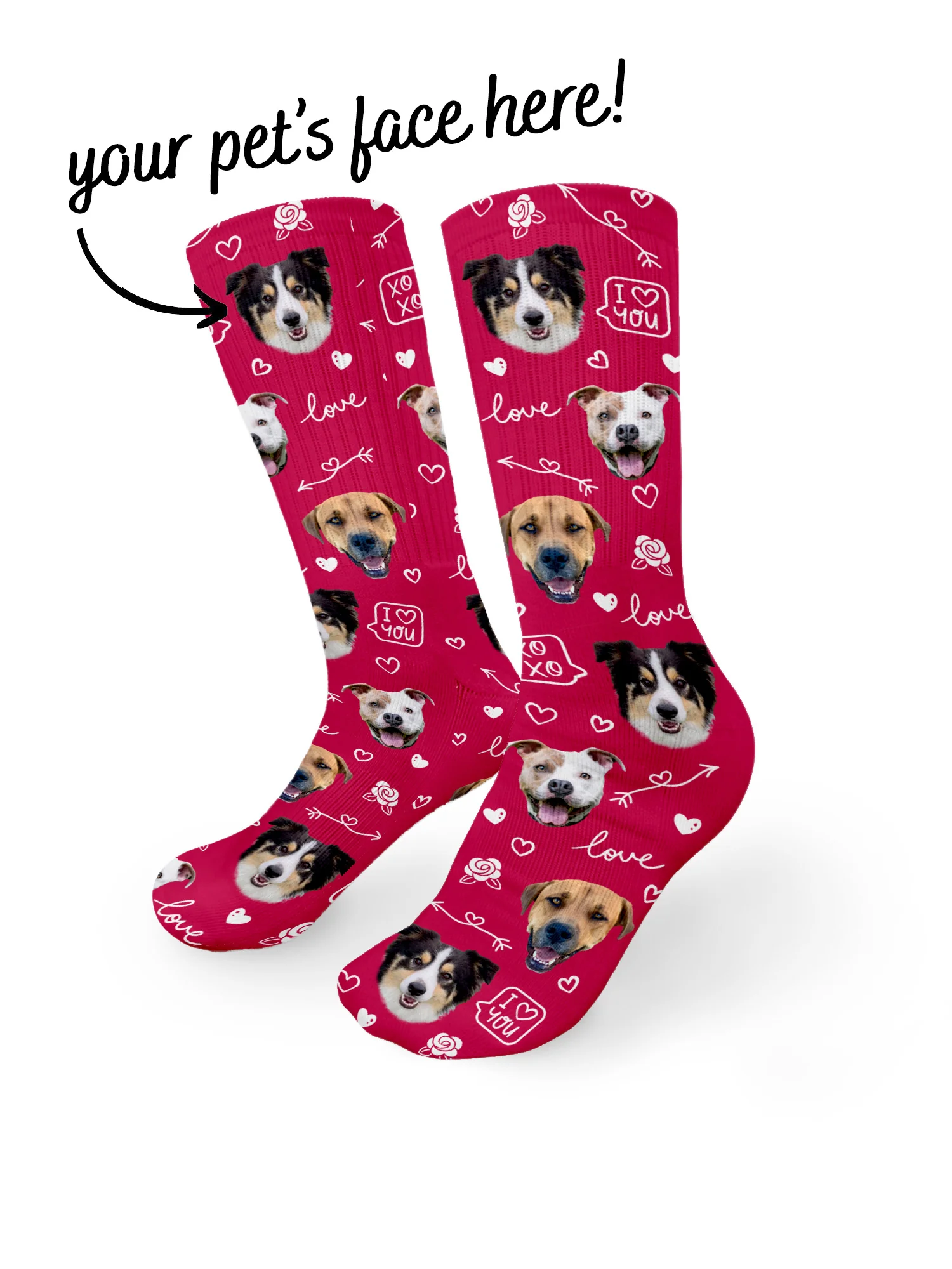 Custom Love Theme Pet Face Crew Socks - Image 14
