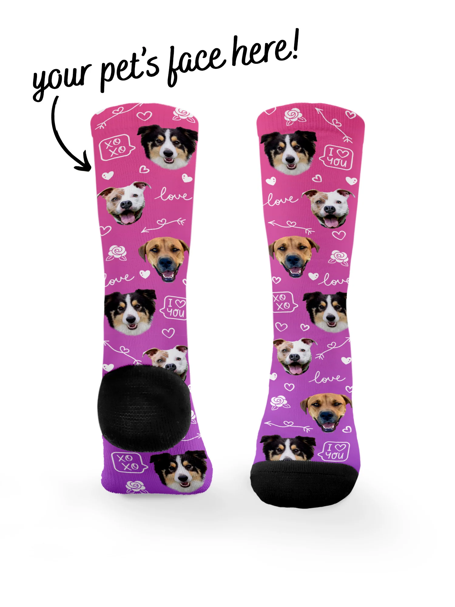Custom Love Theme Pet Face Dress Socks - Image 4
