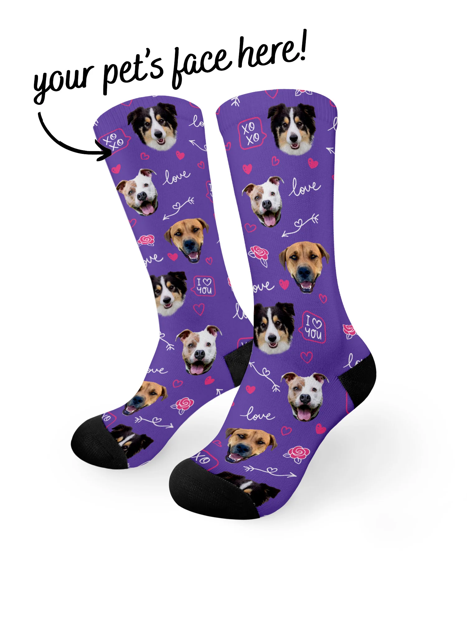 Custom Love Theme Pet Face Dress Socks - Image 9