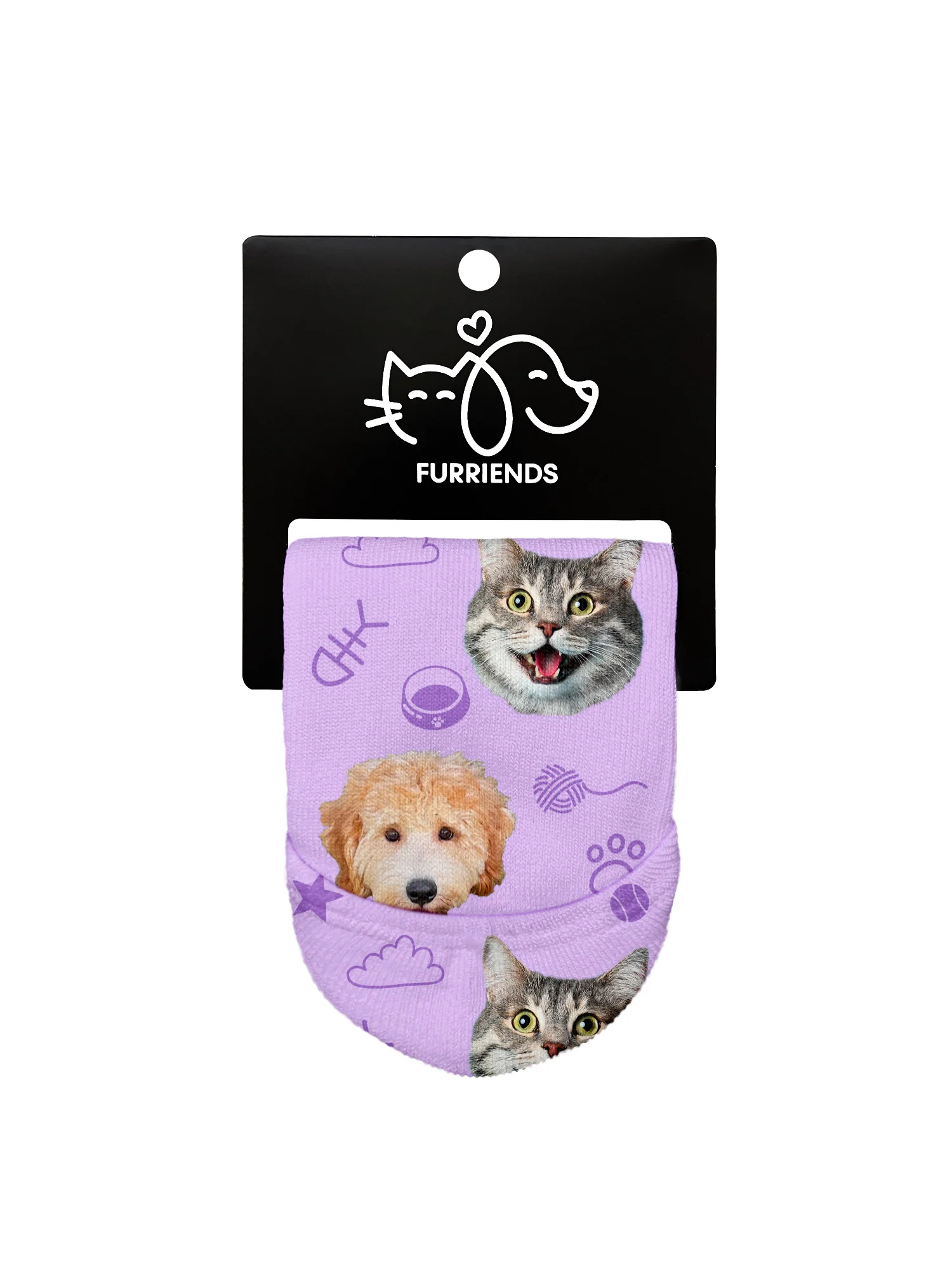 Custom Mixed Dog & Cat Face No-Show Socks - Image 12