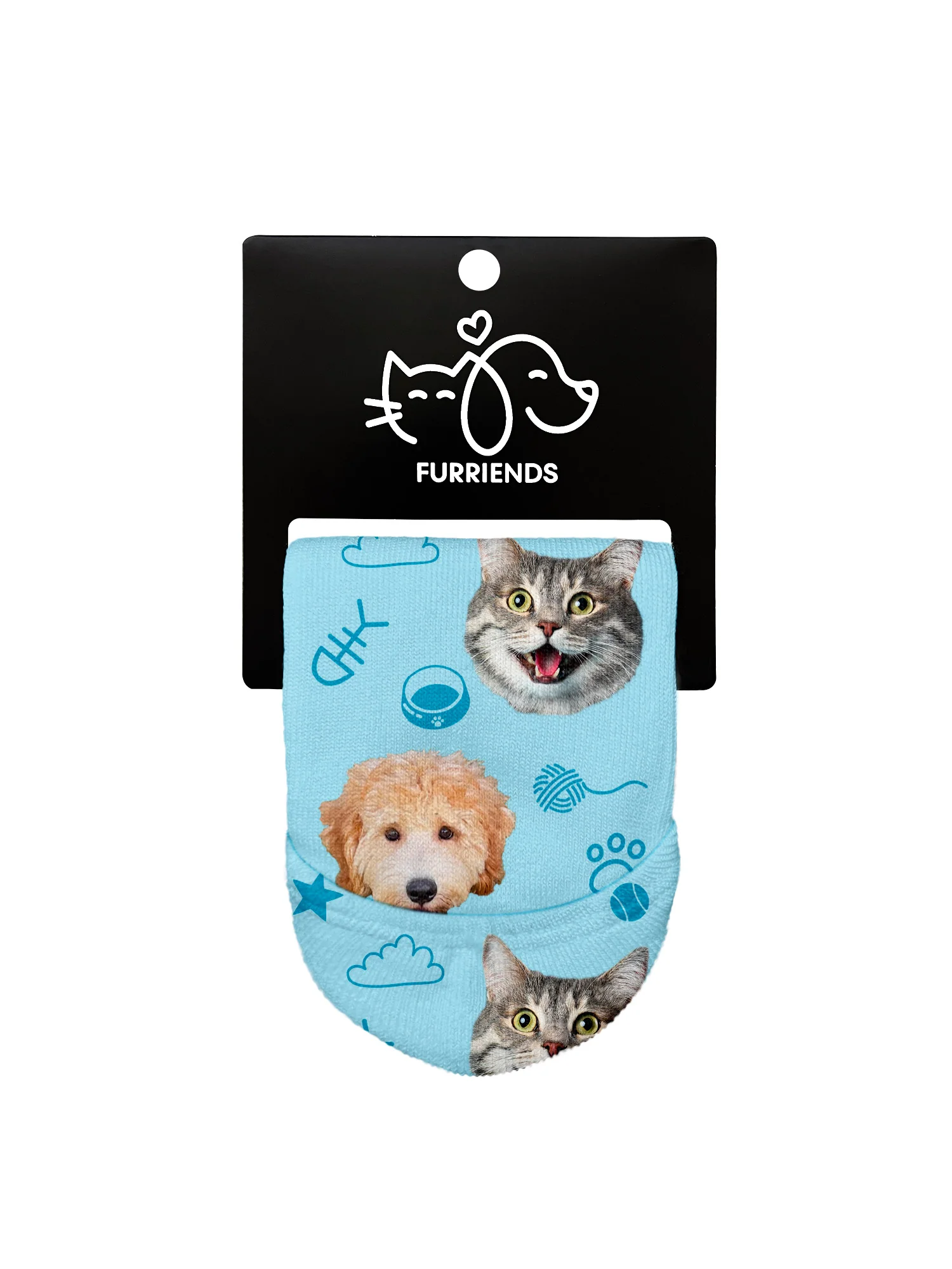 Custom Mixed Dog & Cat Face No-Show Socks - Image 3