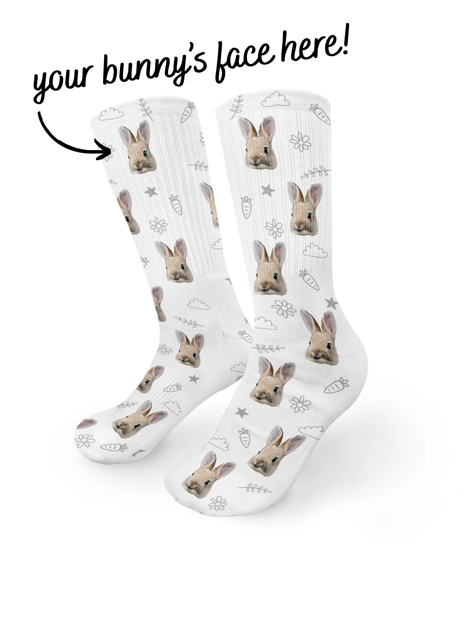 Custom Rabbit Face Crew Socks - Image 17