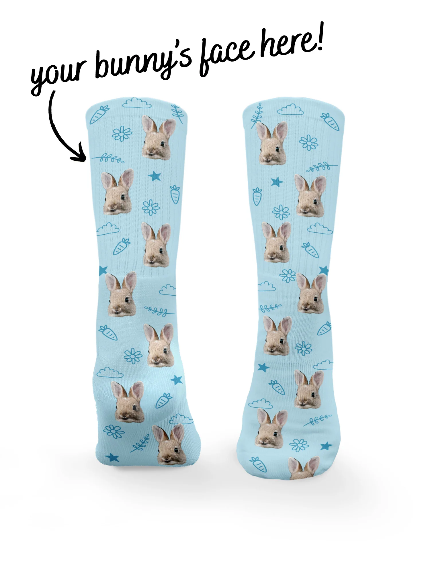 Custom Rabbit Face Crew Socks - Image 2