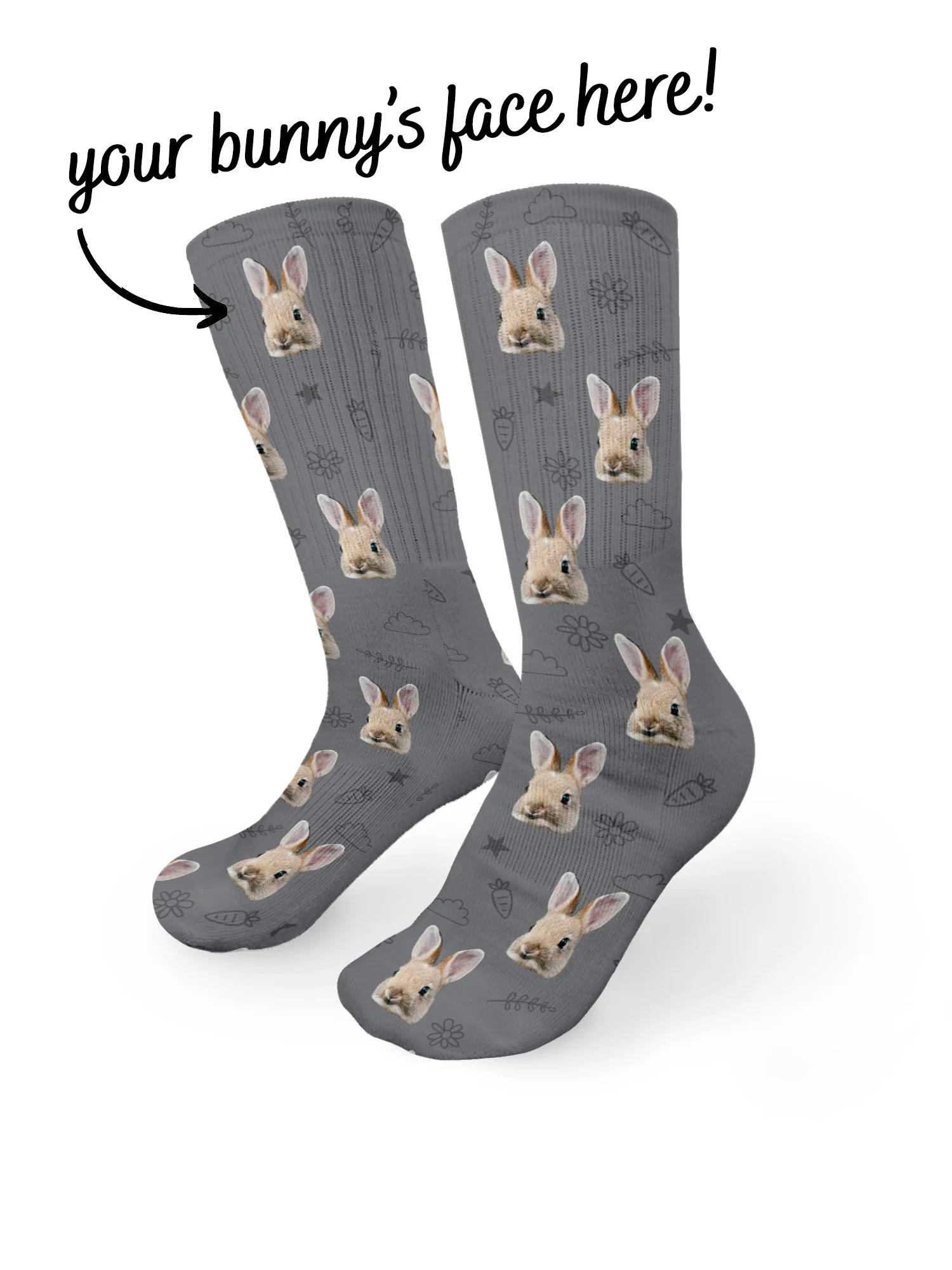 Custom Rabbit Face Crew Socks - Image 21