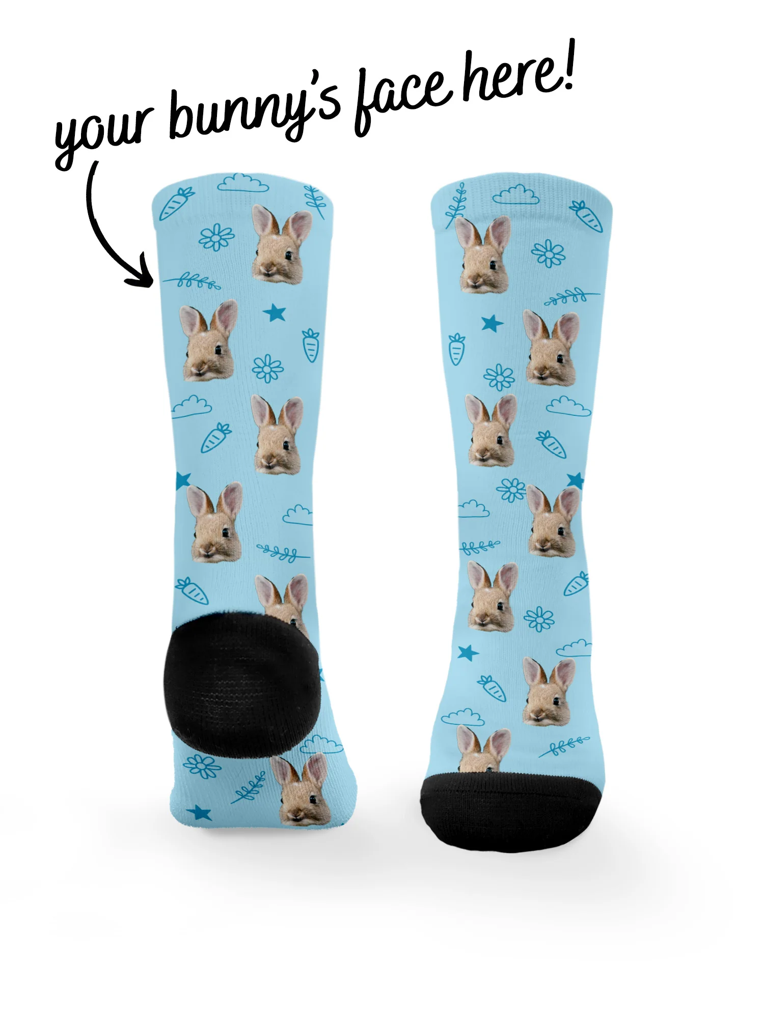 Custom Rabbit Face Dress Socks - Image 28