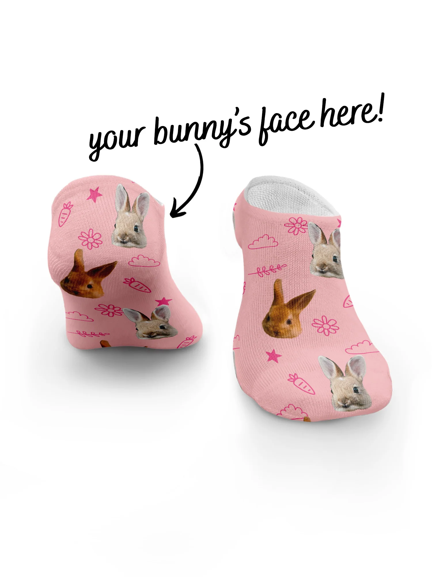 Custom Rabbit Face No-Show Socks - Image 17