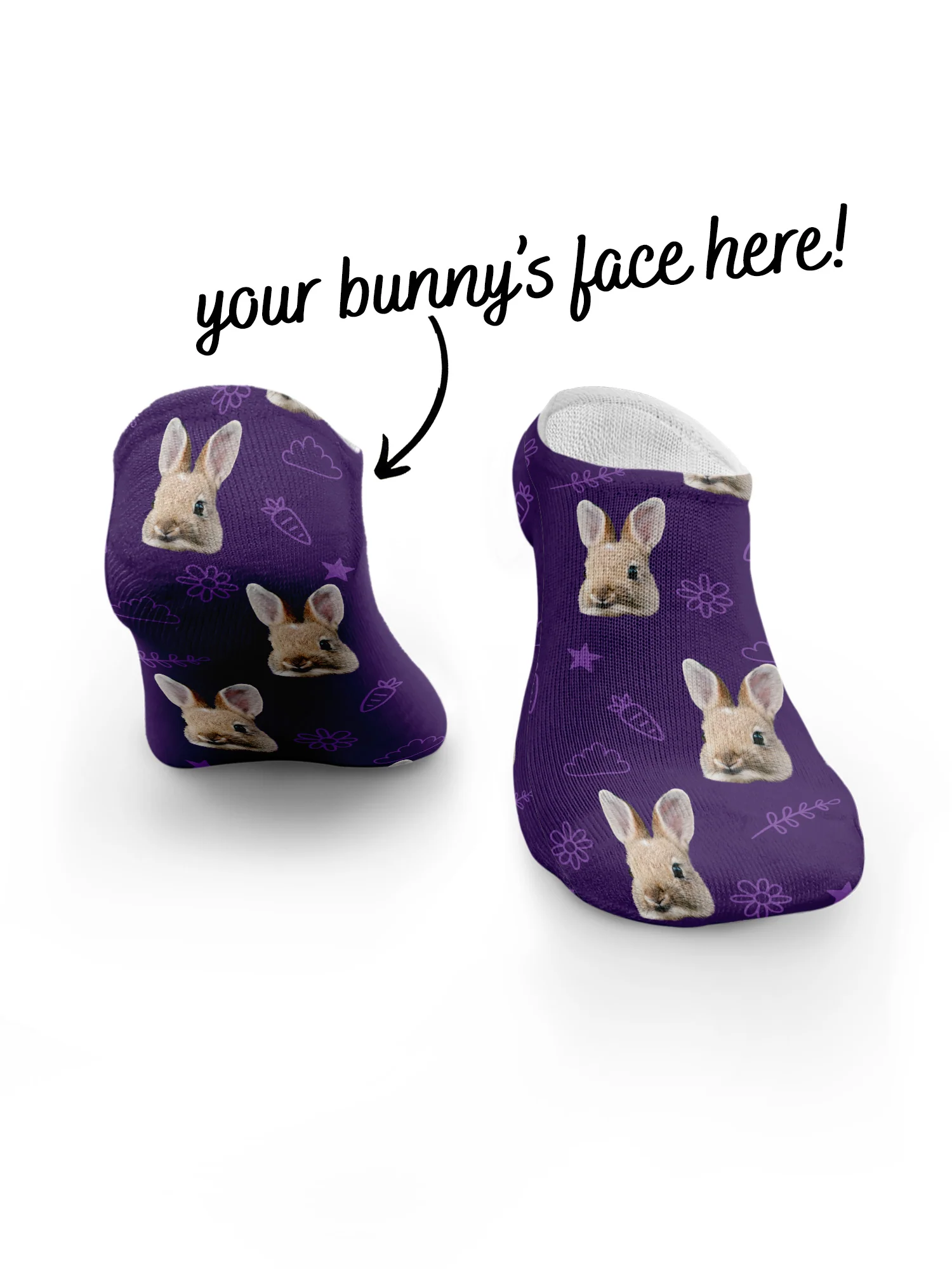 Custom Rabbit Face No-Show Socks - Image 19